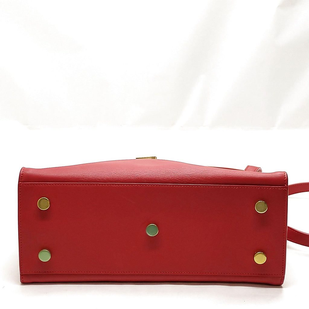 Saint Laurent Sac de Jour Small Red Leather Top Handle Bag with Gold-Tone Hardware