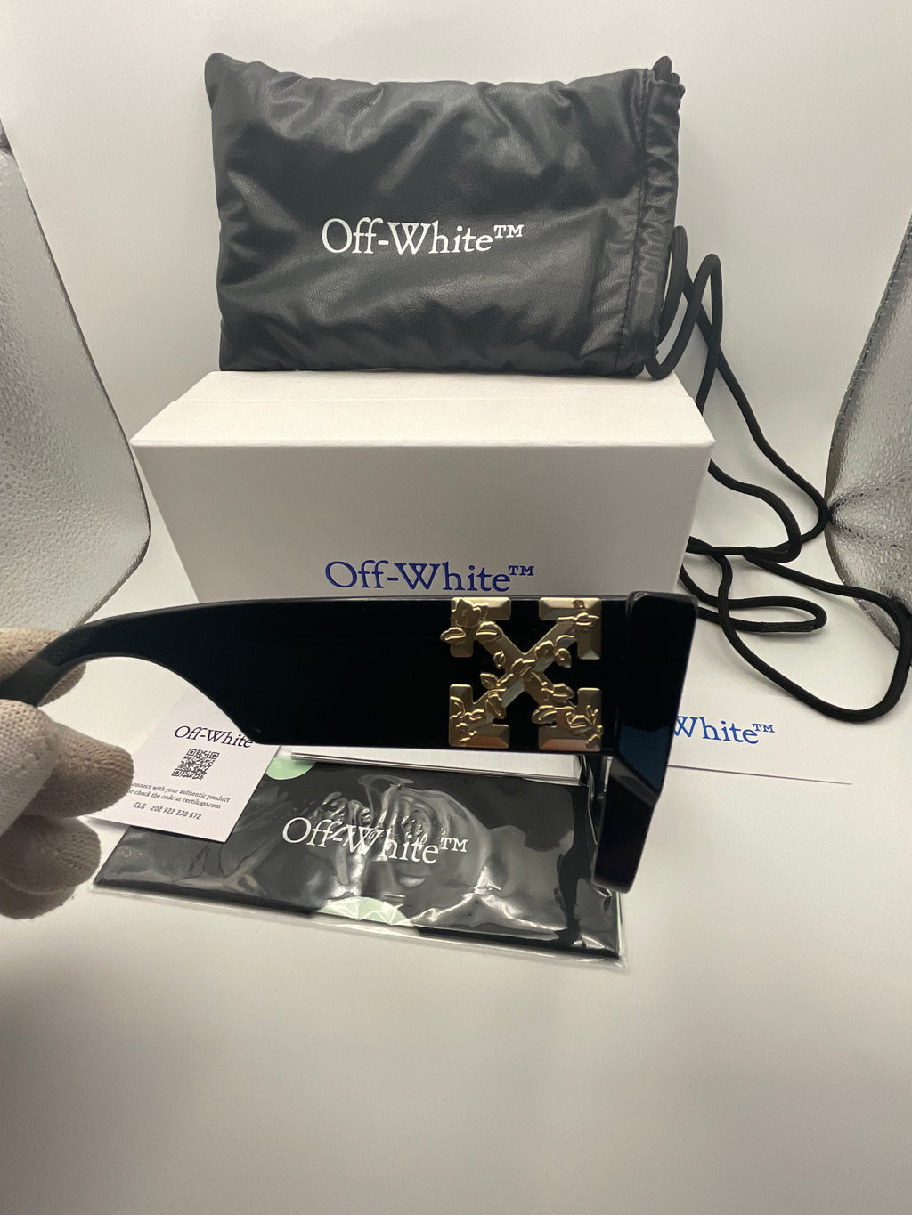 Off-White™ OERI003 1007 Square Black Sunglasses – Made in Italy | New Complete Set