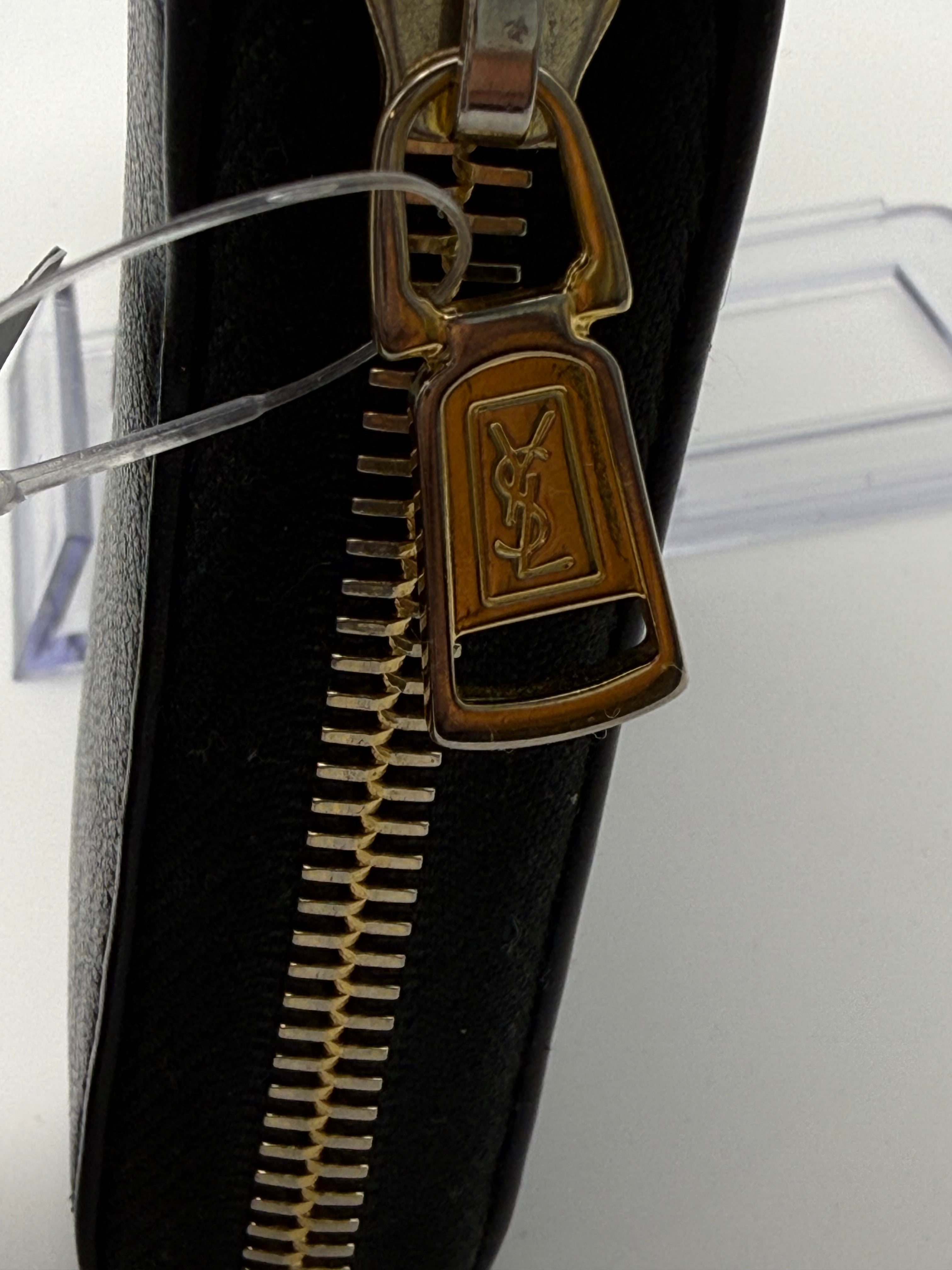 Saint Laurent YSL Black Leather Zip-Around Continental Wallet – Gold Hardware – Box & COA