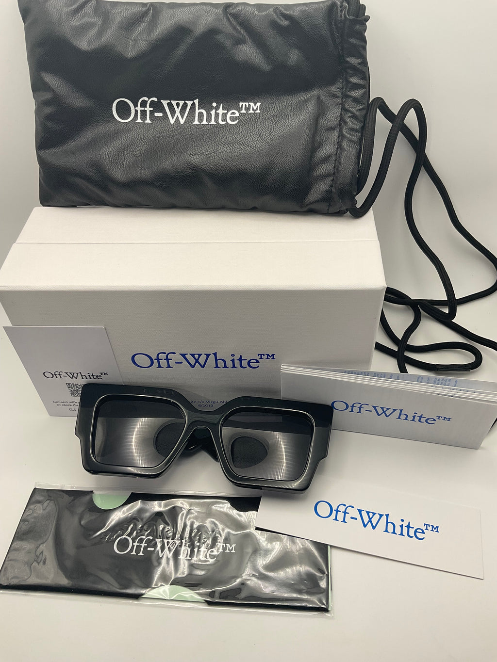 Off-White™ OERI003 1007 Square Black Sunglasses – Made in Italy | New Complete Set
