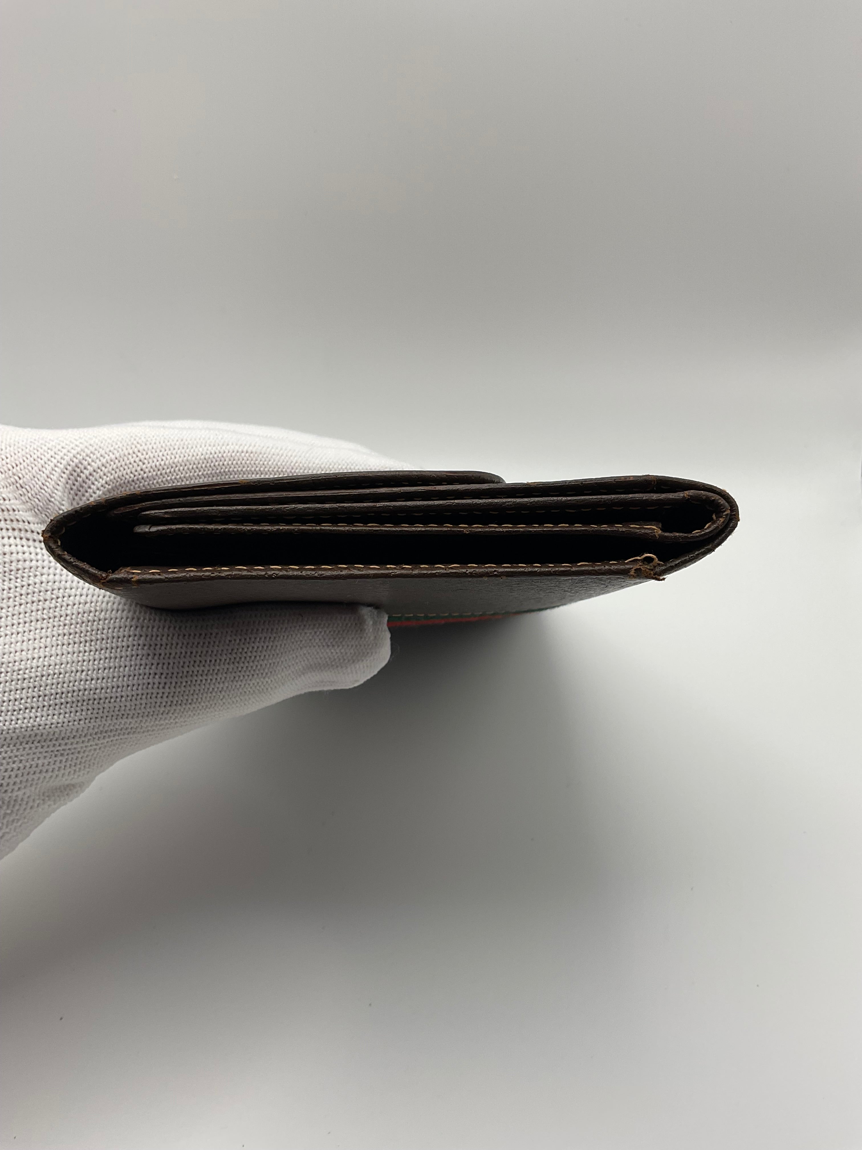 Gucci Vintage Brown Leather Horsebit Continental Wallet with Web Stripe