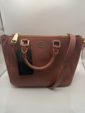 Tory Burch Bolso Satchel de Piel Granulada Rosa Empolvado
