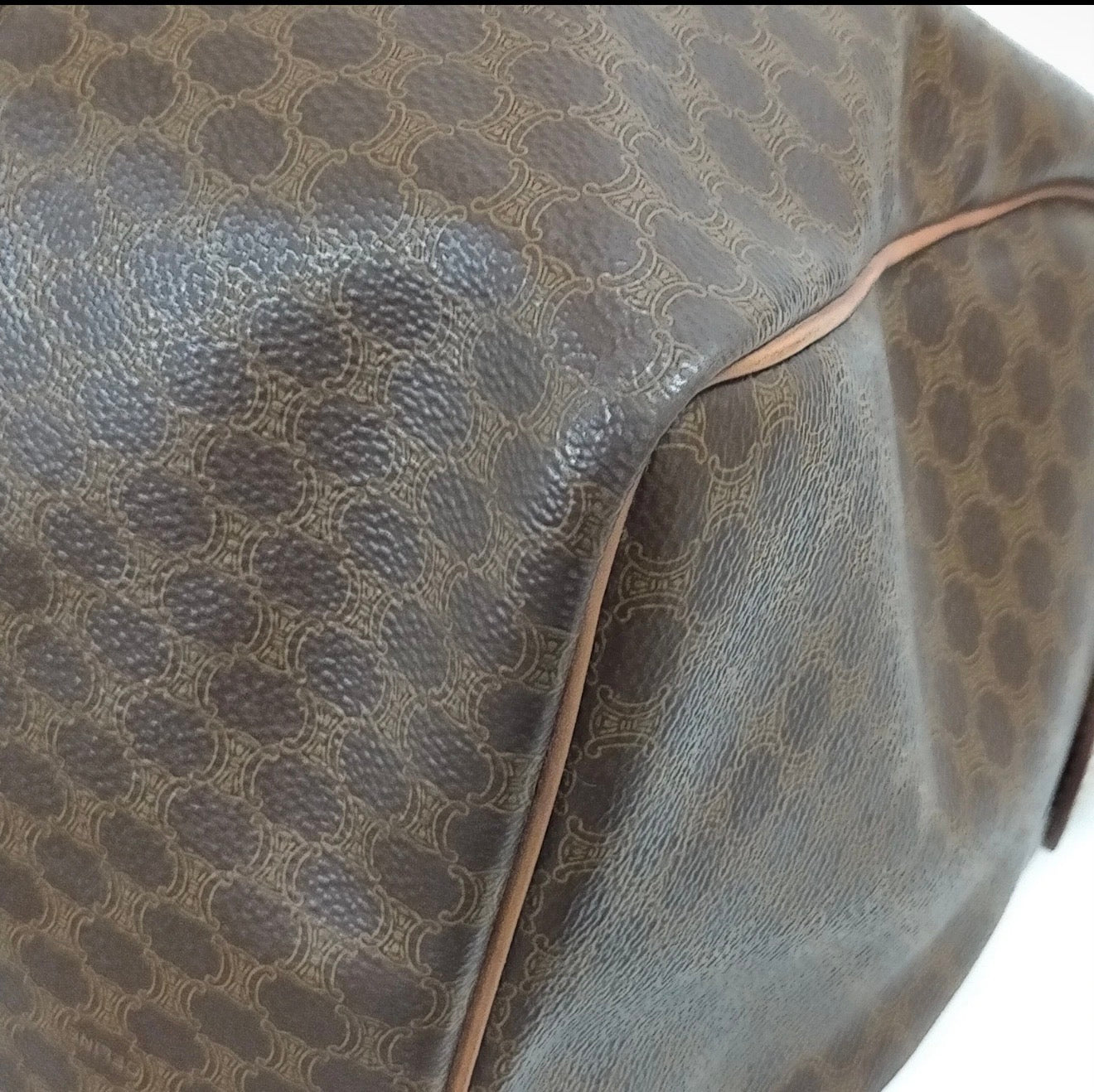 CELINE Macadam Vintage Boston Travel Bag Brown PVC & Leather Weekender 1996 | COA Available
