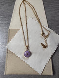 Louis Vuitton Purple Enamel LV Logo Pendant Necklace with COA