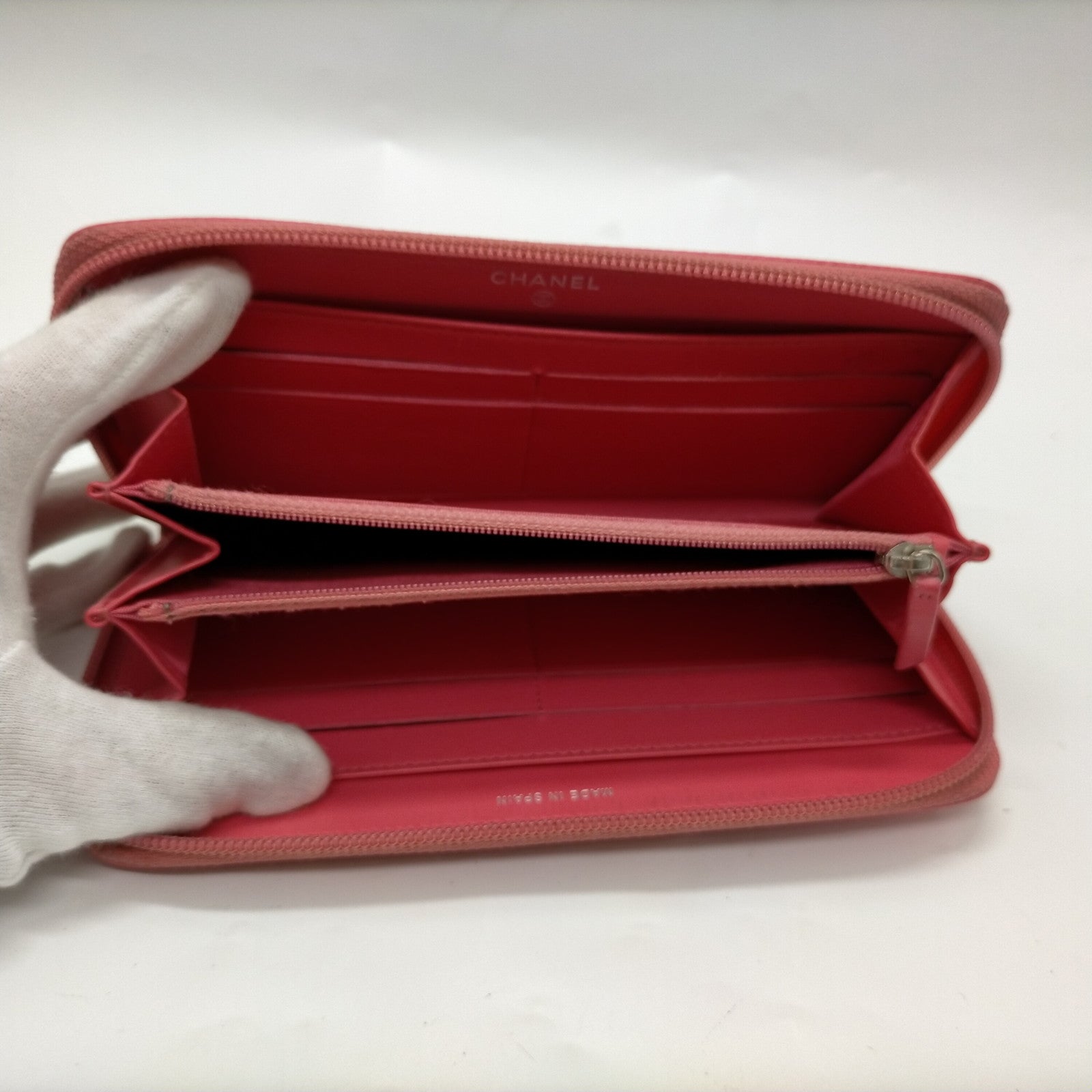 Chanel CC Zip Around Wallet Pink Caviar Leather Long Wallet with COA