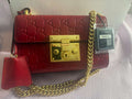 Gucci Padlock Signature GG Embossed Leather Mini Shoulder Bag – Red