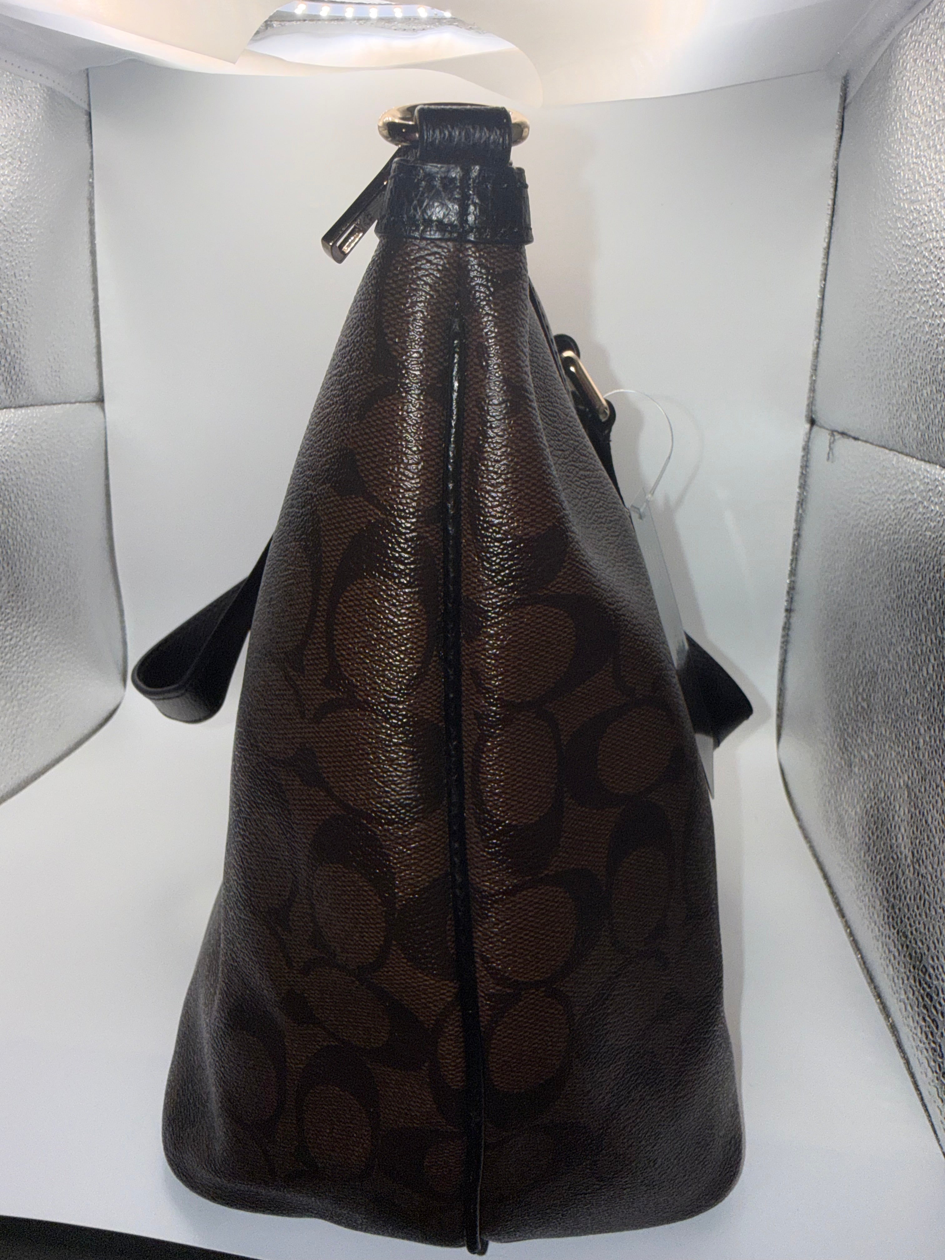 Coach Signature Tote - Top view with handles and crossbody strap