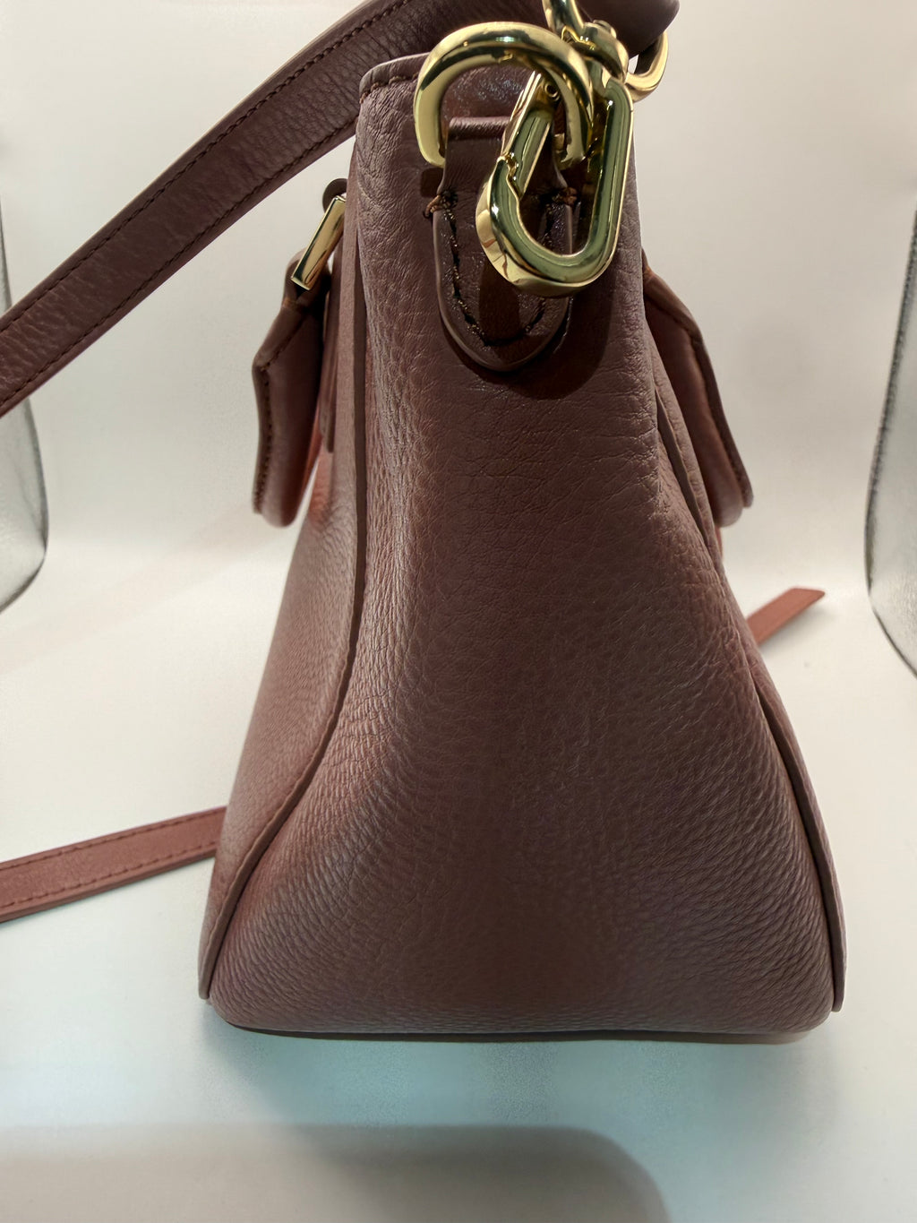 Tory Burch Bolso Satchel de Piel Granulada Rosa Empolvado