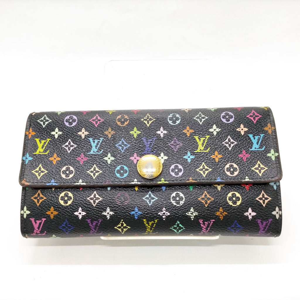 Louis Vuitton Murakami Sarah Wallet Black Monogram Canvas Pink Interior with COA