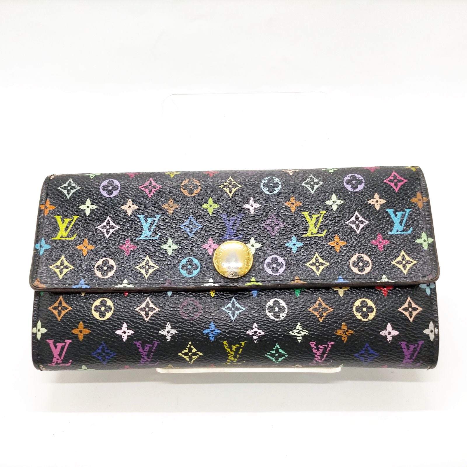 Louis Vuitton Murakami Sarah Wallet Black Monogram Canvas Pink Interior with COA