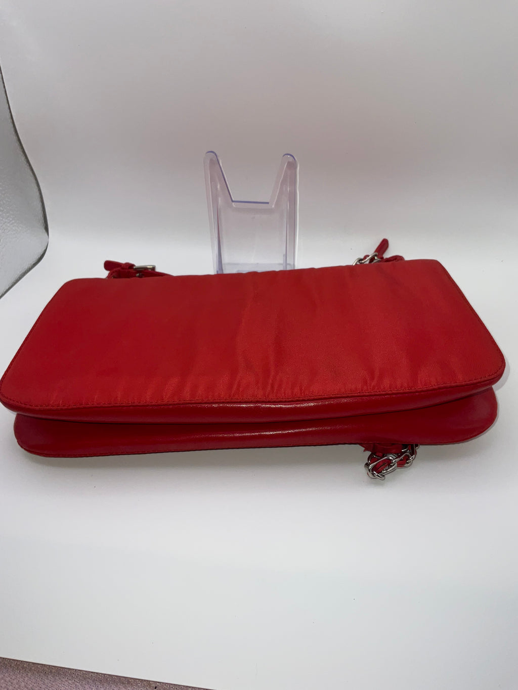Prada Red Tessuto Satin Frame Shoulder Bag | COA Included