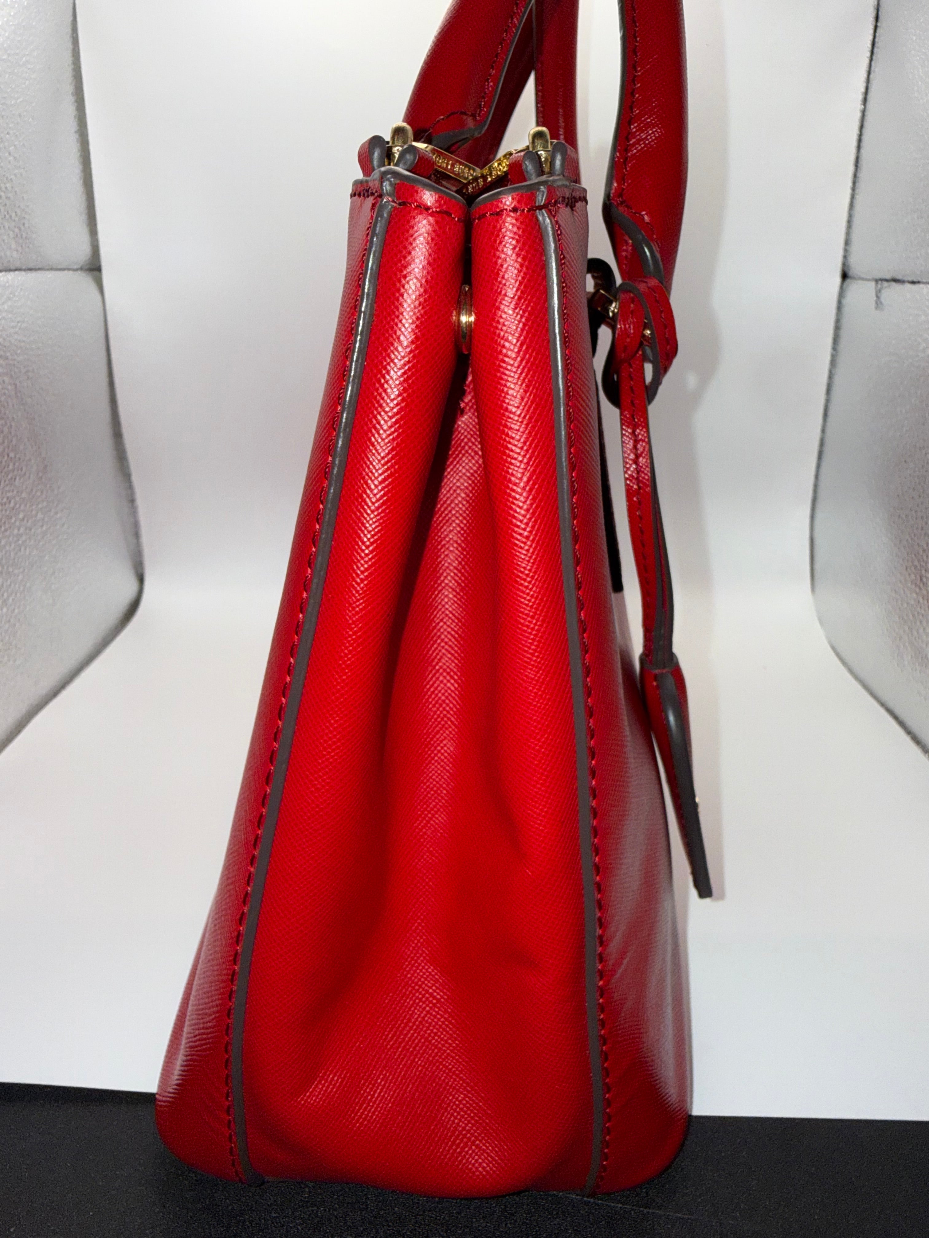 Tory Burch Robinson Double-Zip Tote | Red Saffiano Leather | Medium