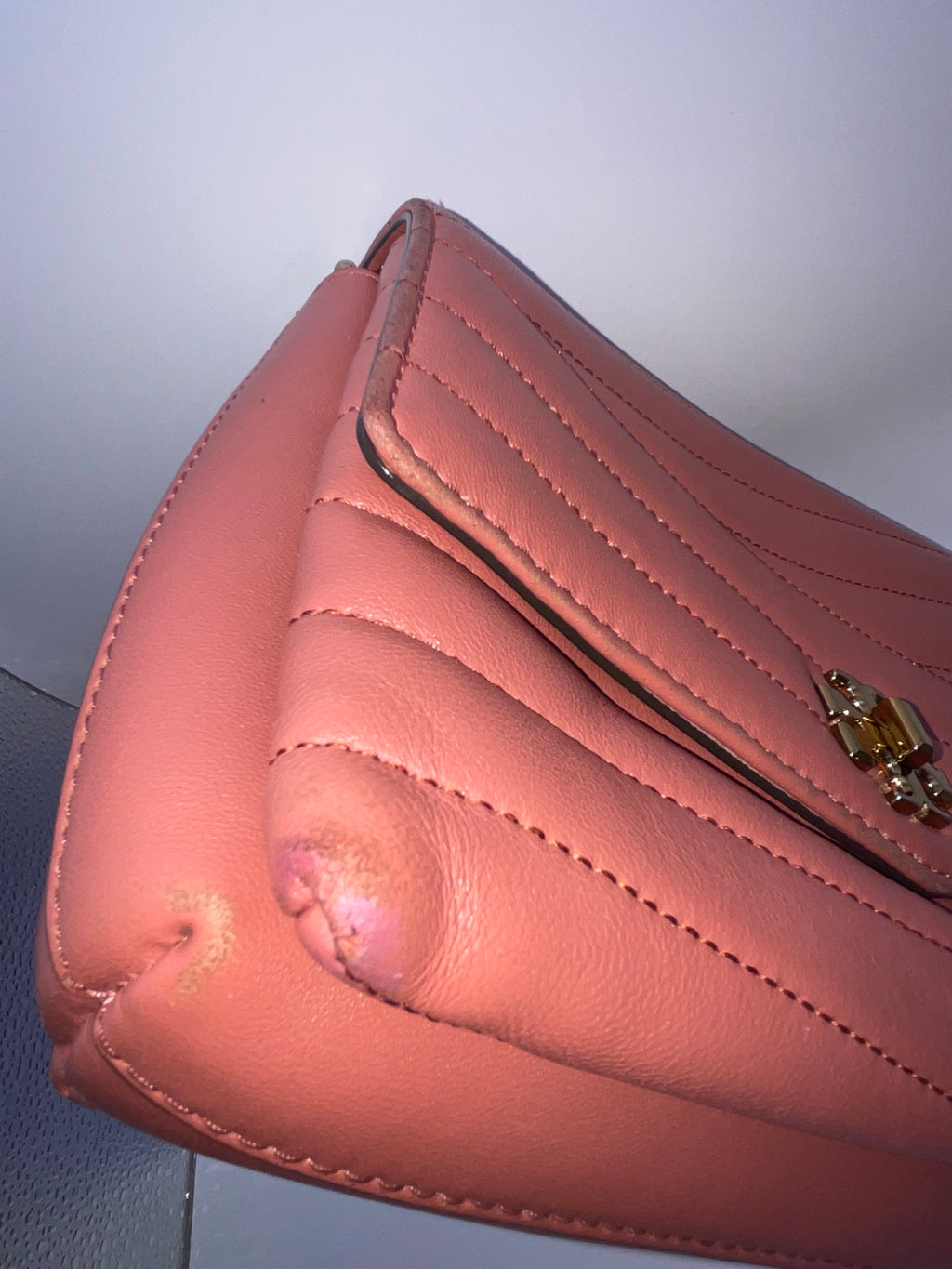 Tory Burch Kira Chevron Small Convertible Shoulder Bag Pink Leather Gold Hardware