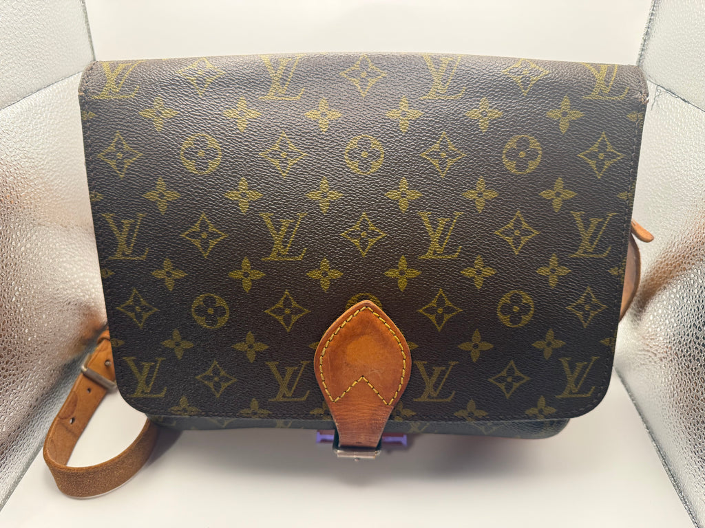 Louis Vuitton Cartouchière MM Monogram Canvas Crossbody Messenger Bag | Authentic Vintage