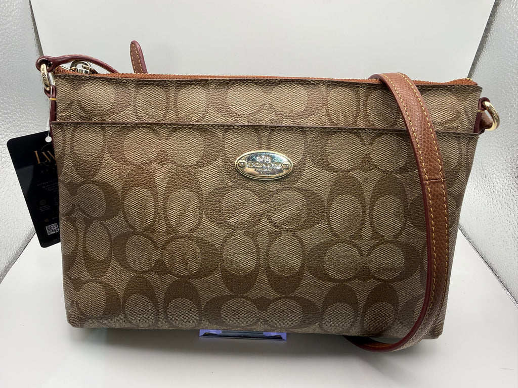 Coach Signature Canvas Crossbody Bag – Khaki/Mahogany