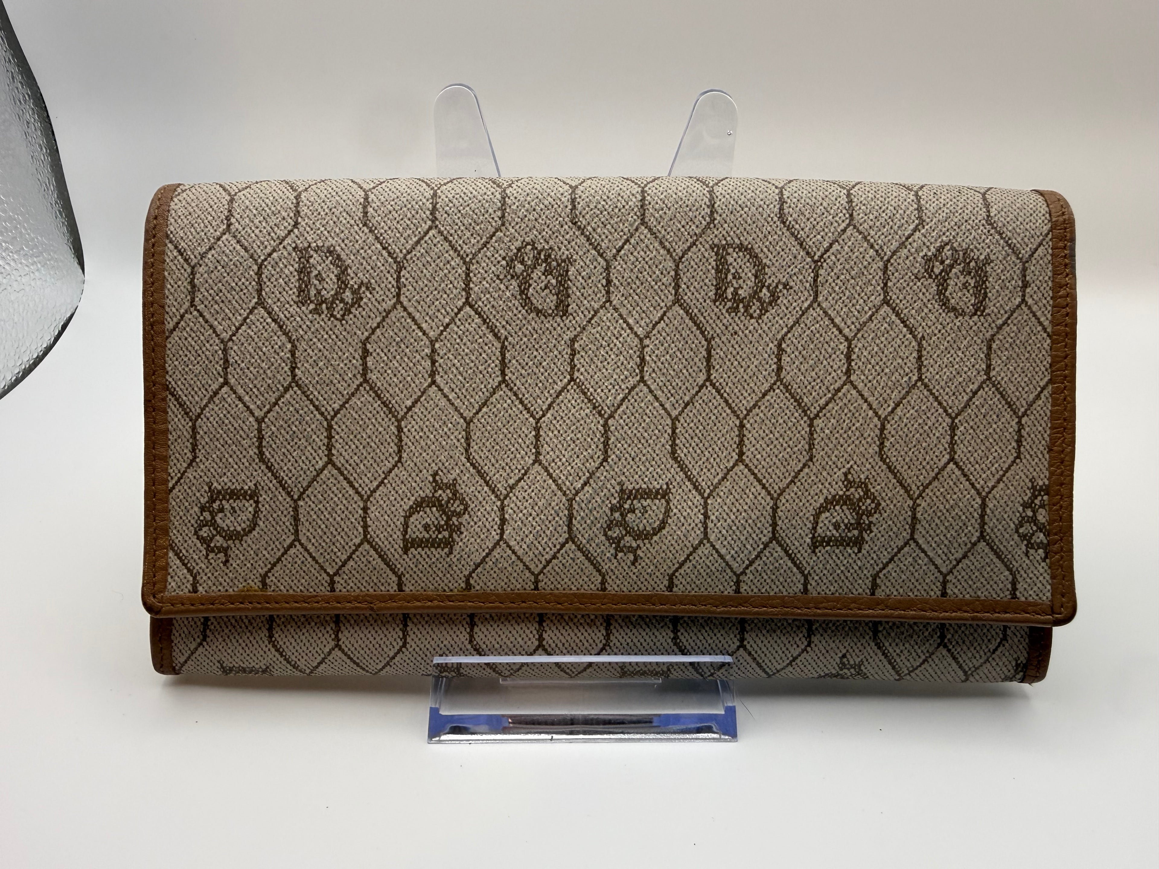 Vintage Christian Dior Honeycomb Monogram Canvas Long Wallet – Brown