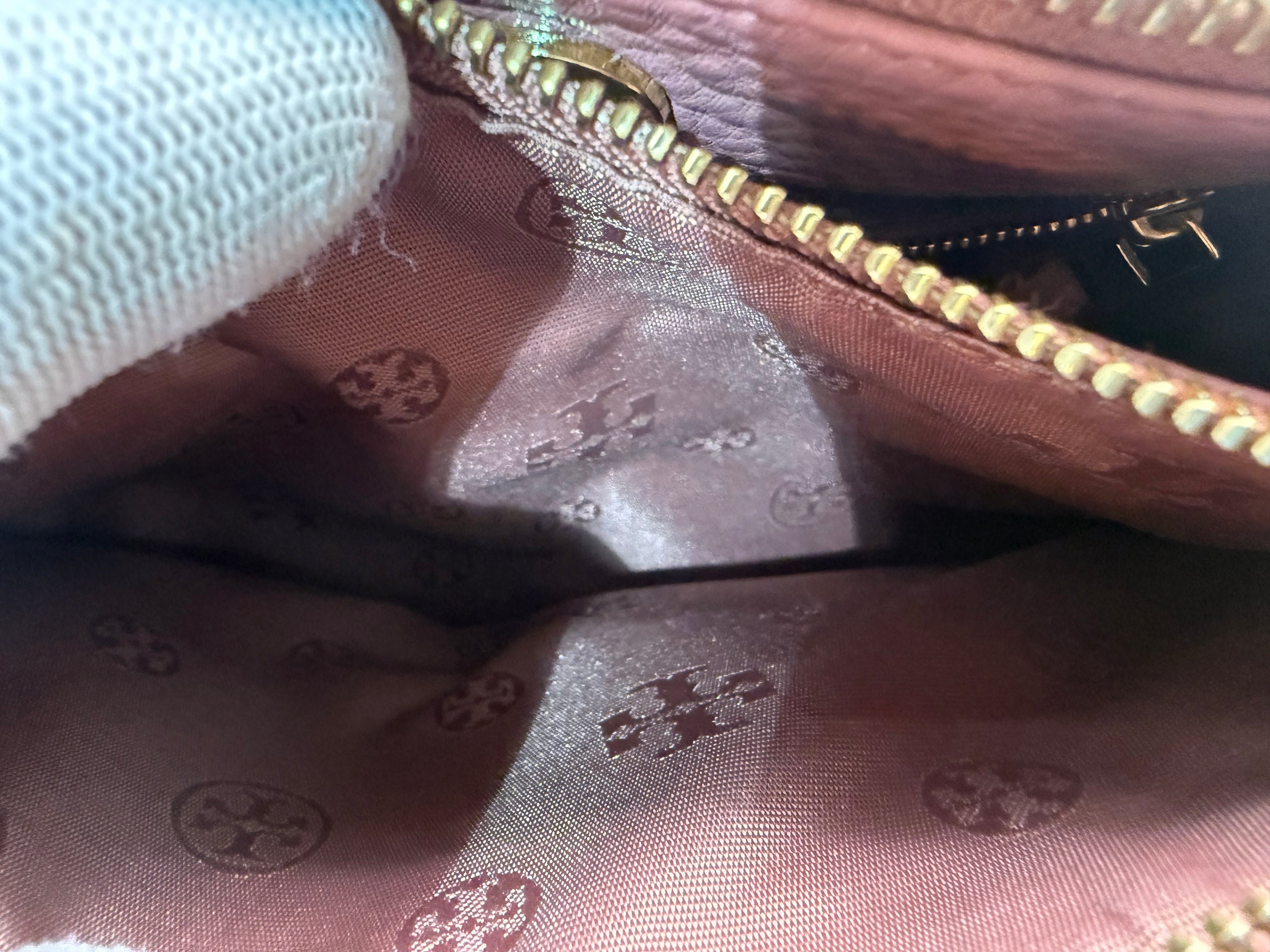 Tory Burch Bolso Satchel de Piel Granulada Rosa Empolvado