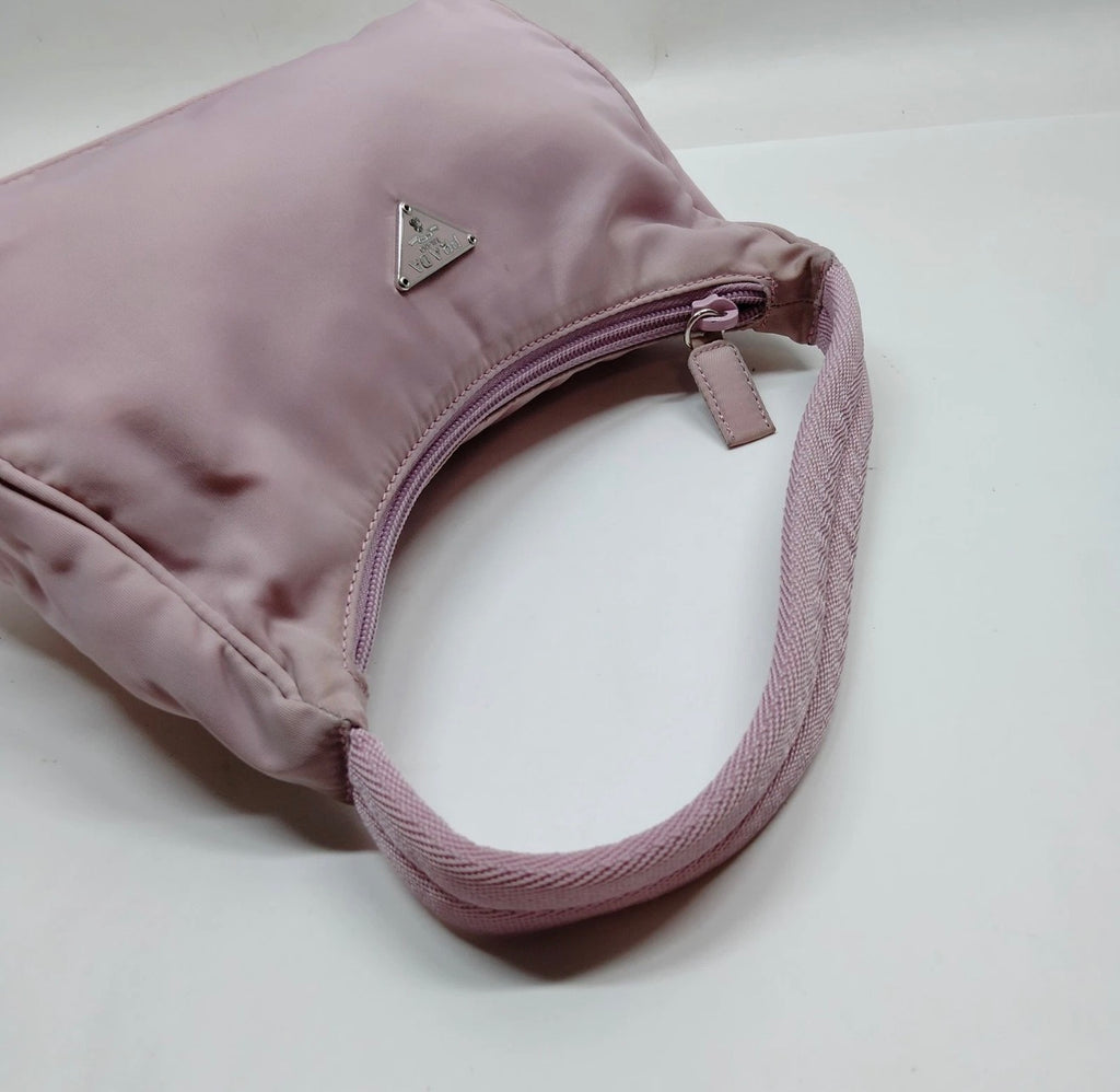 PRADA Pink Nylon Mini Shoulder Bag Silver Hardware Made in Italy | COA