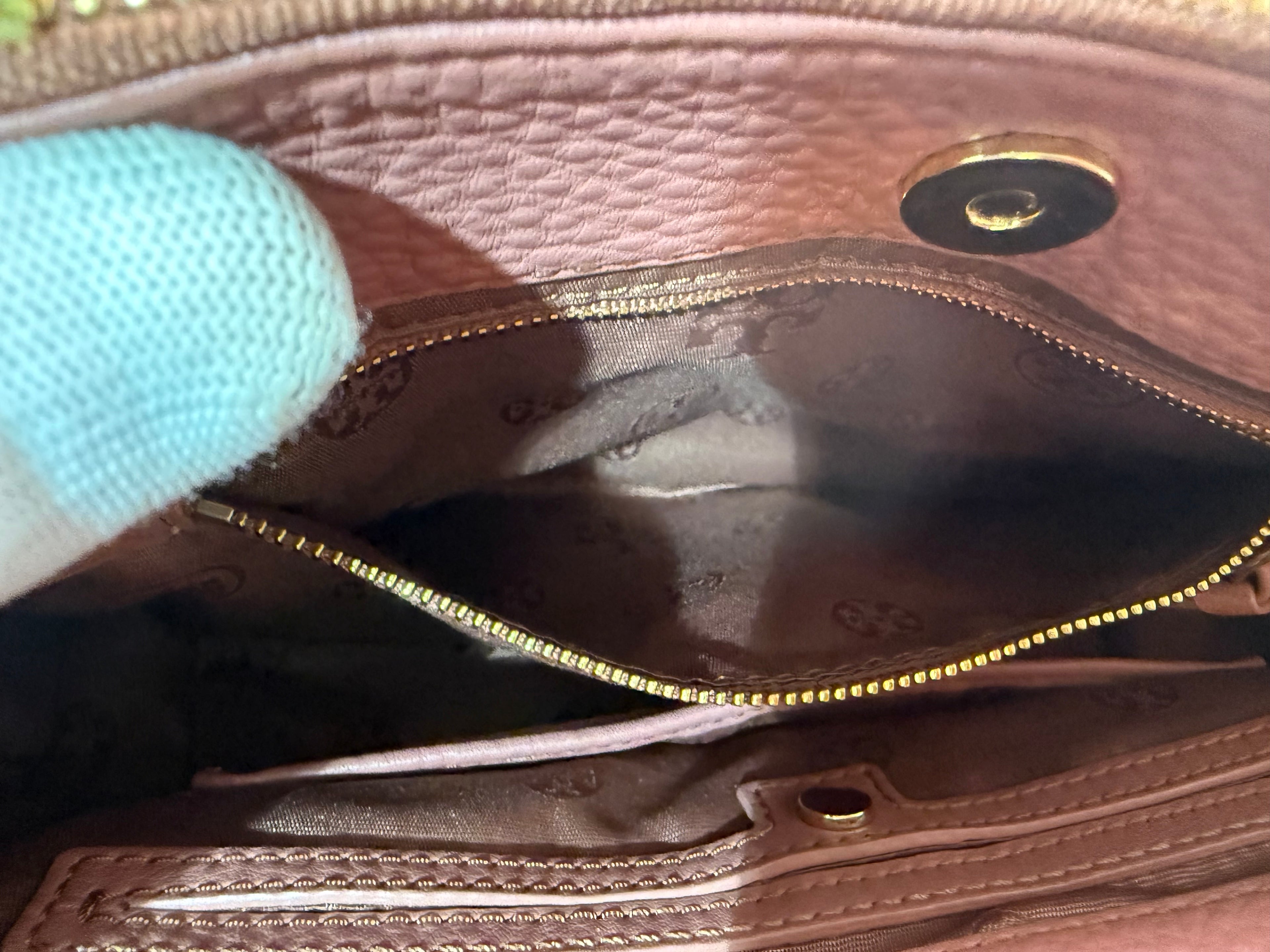 Tory Burch Bolso Satchel de Piel Granulada Rosa Empolvado