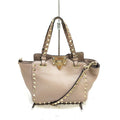 Valentino Garavani Rockstud Leather Tote Bag – Taupe / Gold Hardware