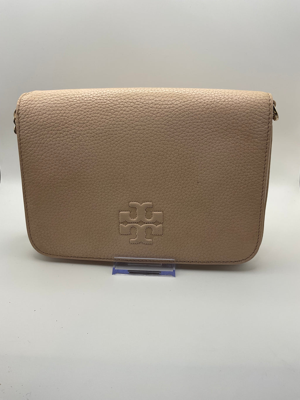Tory Burch McGraw Fold-Over Pebbled Leather Crossbody Bag – Light Blush