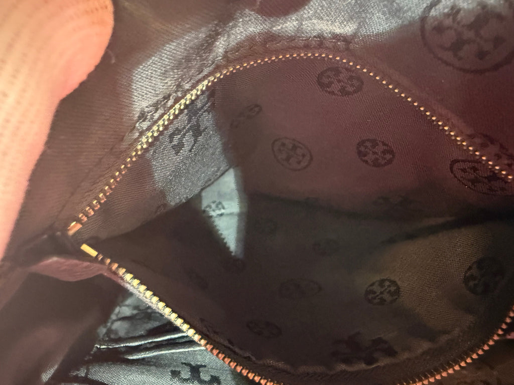 Tory Burch Thea Black Pebbled Leather Satchel