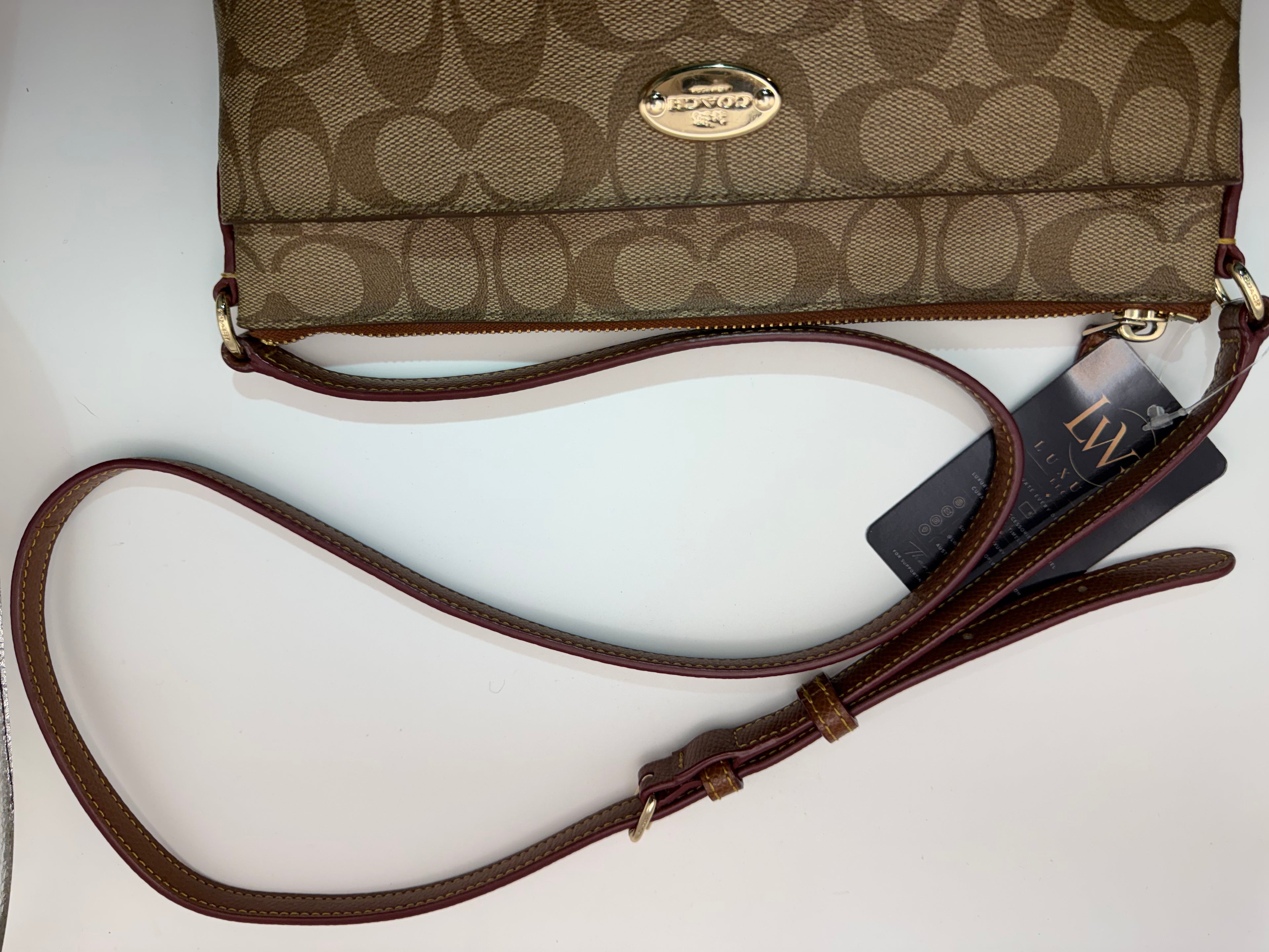 Coach Signature Canvas Crossbody Bag – Khaki/Mahogany