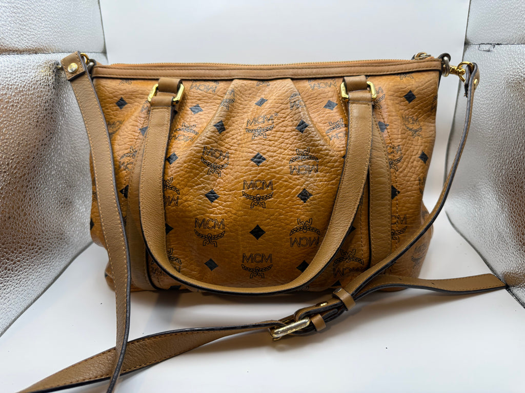 MCM Visetos Cognac Crossbody Bag