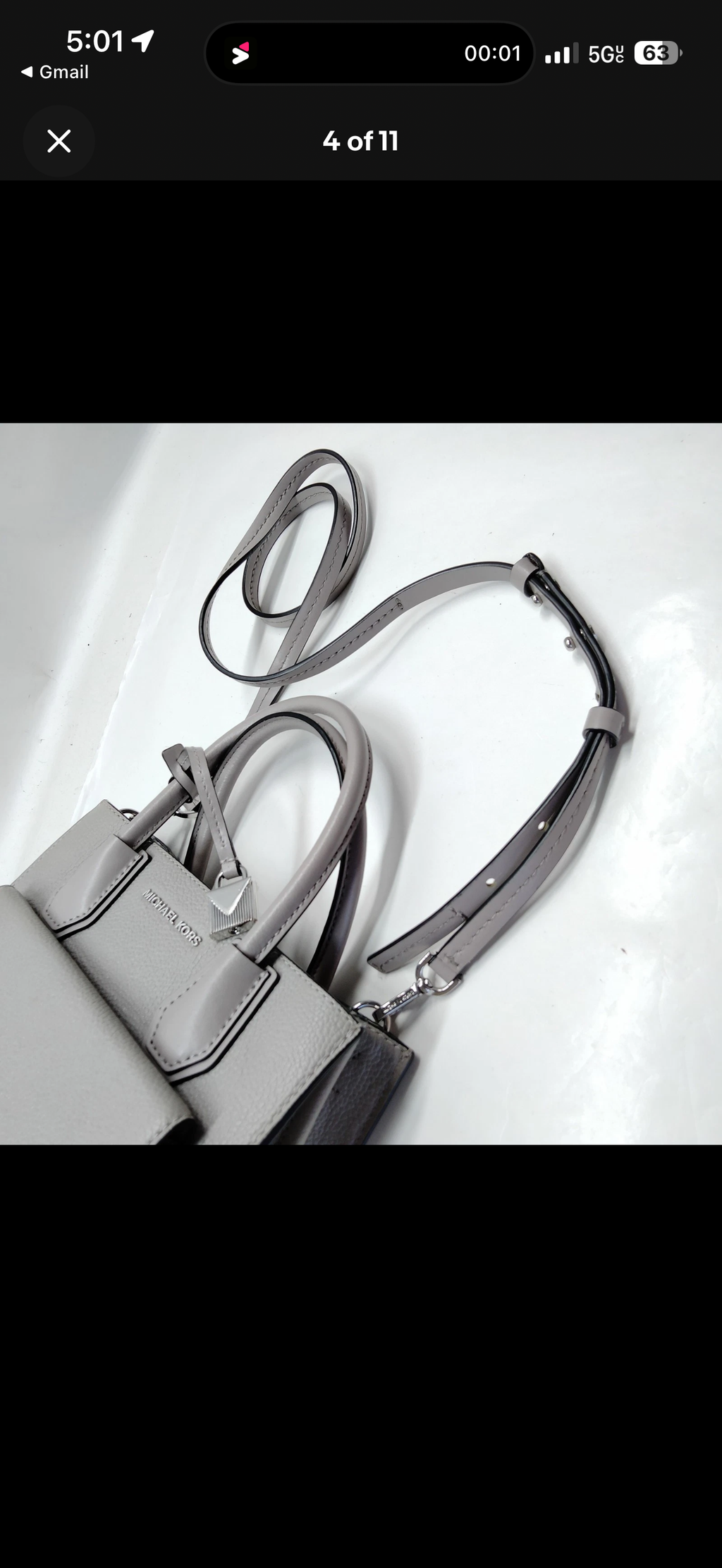 Michael Kors Mercer Medium Messenger Bag – Light Gray Pebbled Leather