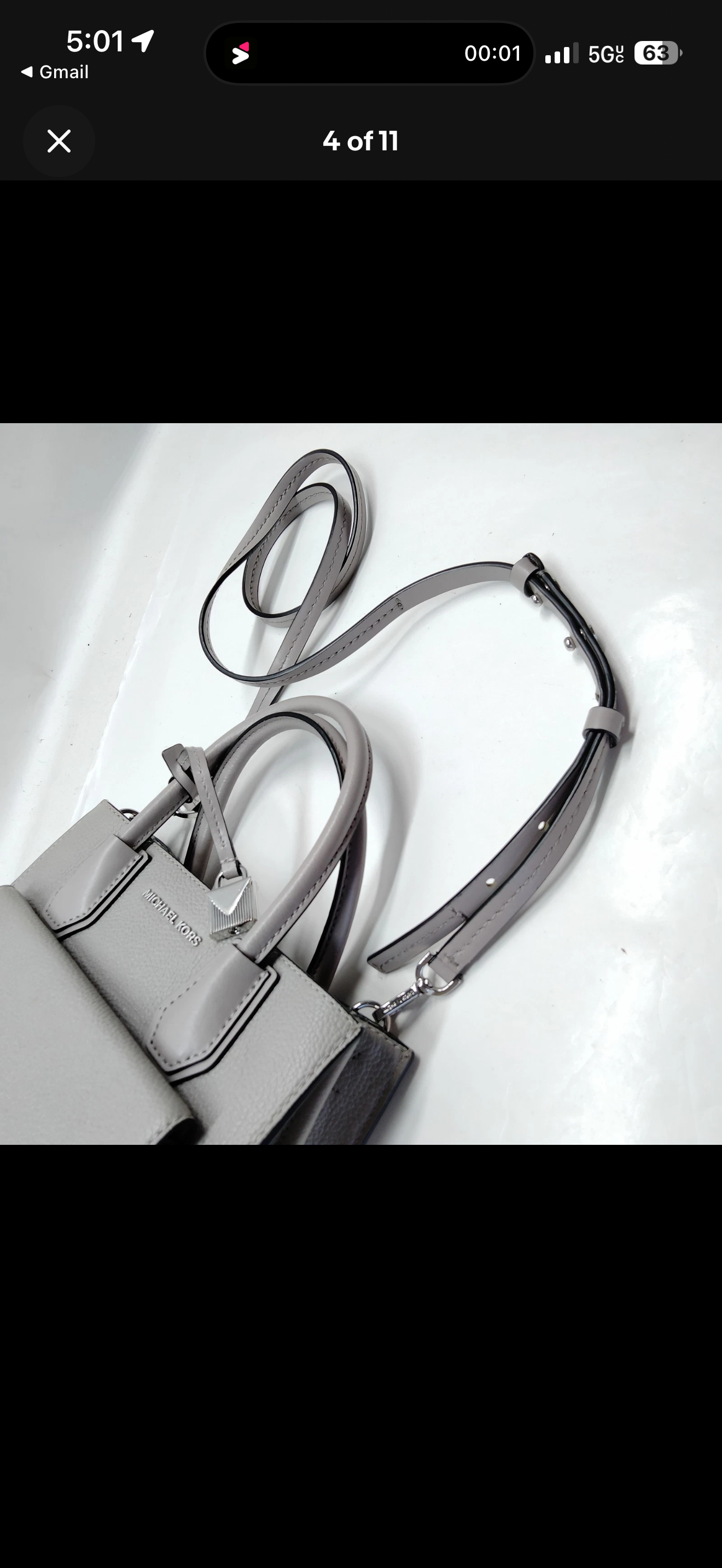 Michael Kors Mercer Medium Messenger Bag – Light Gray Pebbled Leather