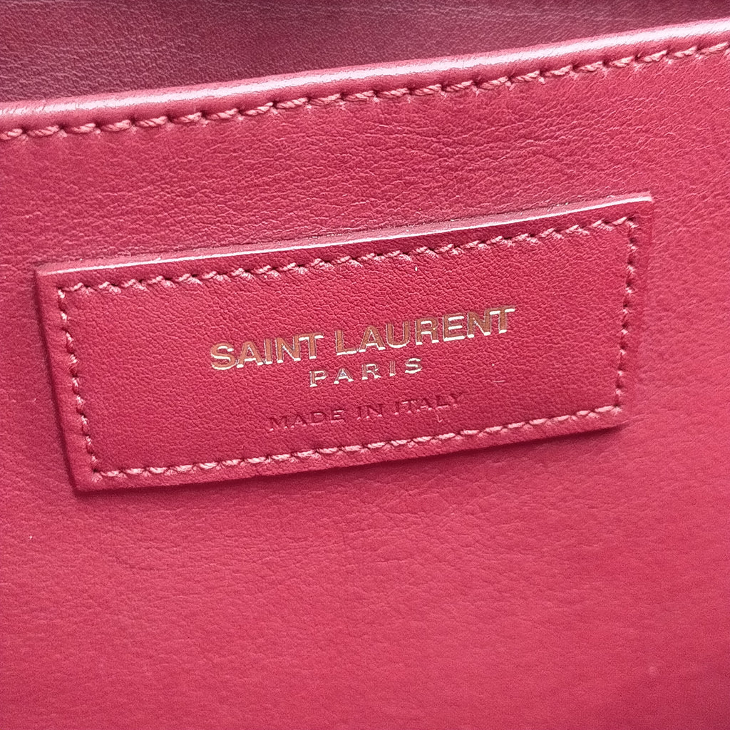 Saint Laurent Sac de Jour Small Red Leather Top Handle Bag with Gold-Tone Hardware