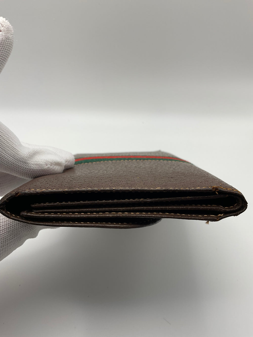 Gucci Vintage Brown Leather Horsebit Continental Wallet with Web Stripe