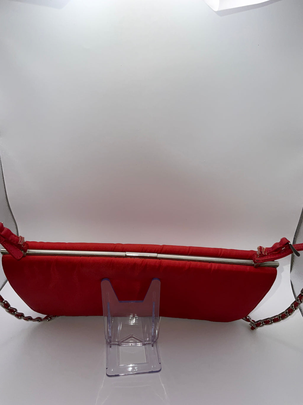 Prada Red Tessuto Satin Frame Shoulder Bag | COA Included