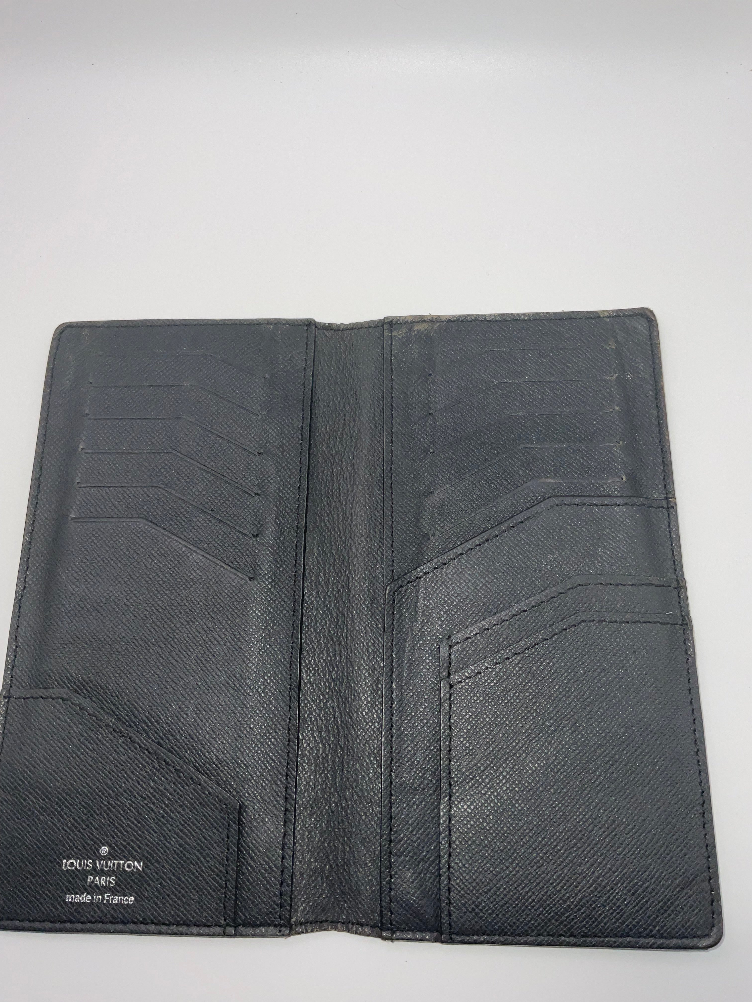 Louis Vuitton Taiga Brazza Wallet Black Leather – Authentic Made in France