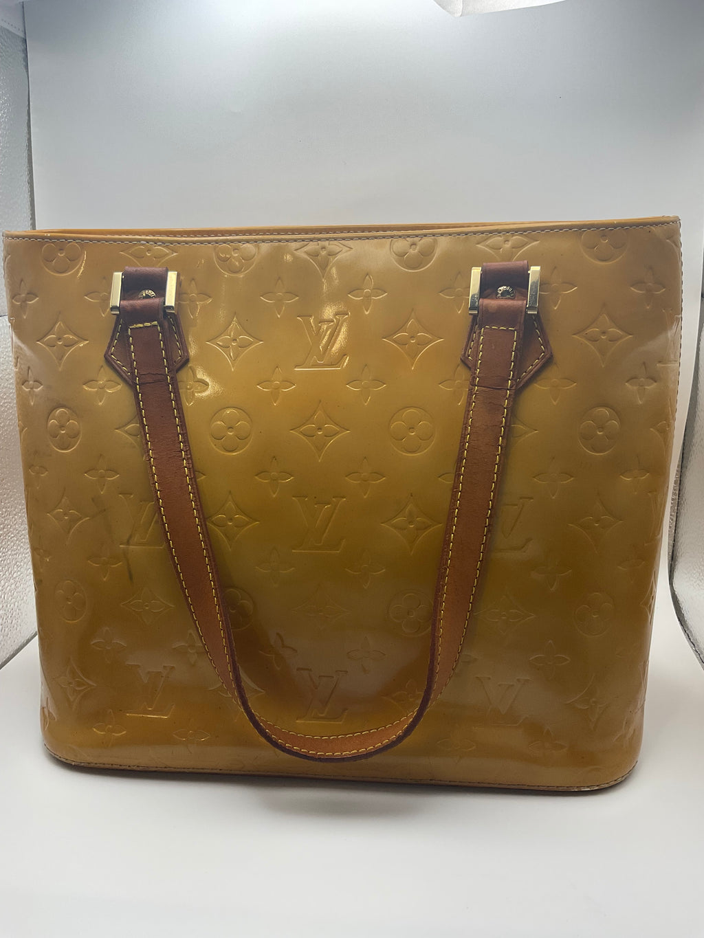 Louis Vuitton Houston Monogram Vernis Leather Tote Bag Beige | Made in France | Authentic