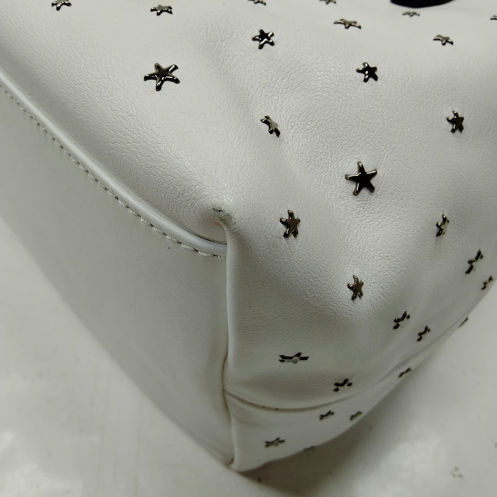 Jimmy Choo White Leather Star Studded Tote Bag