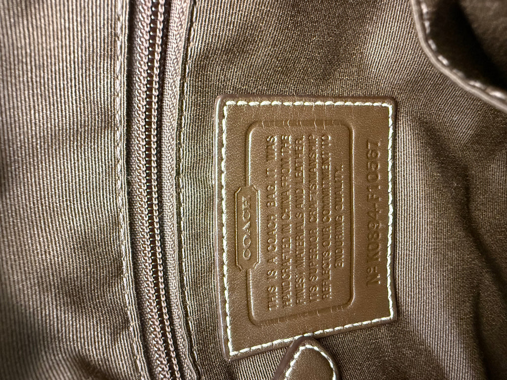 Coach Signature Canvas Shoulder Bag – Khaki/Tan | Turn-Lock Flap