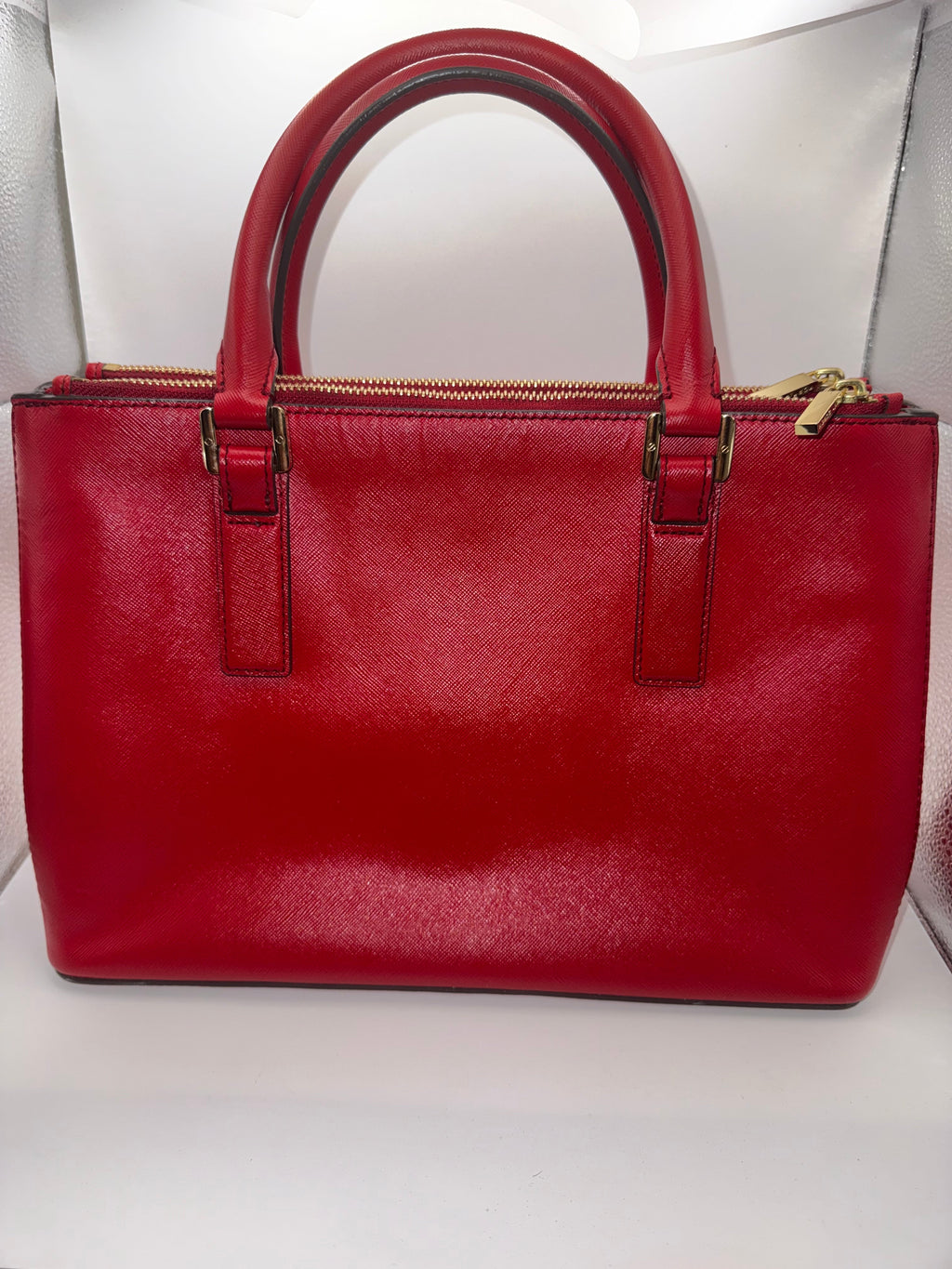 Tory Burch Robinson Double-Zip Tote | Red Saffiano Leather | Medium