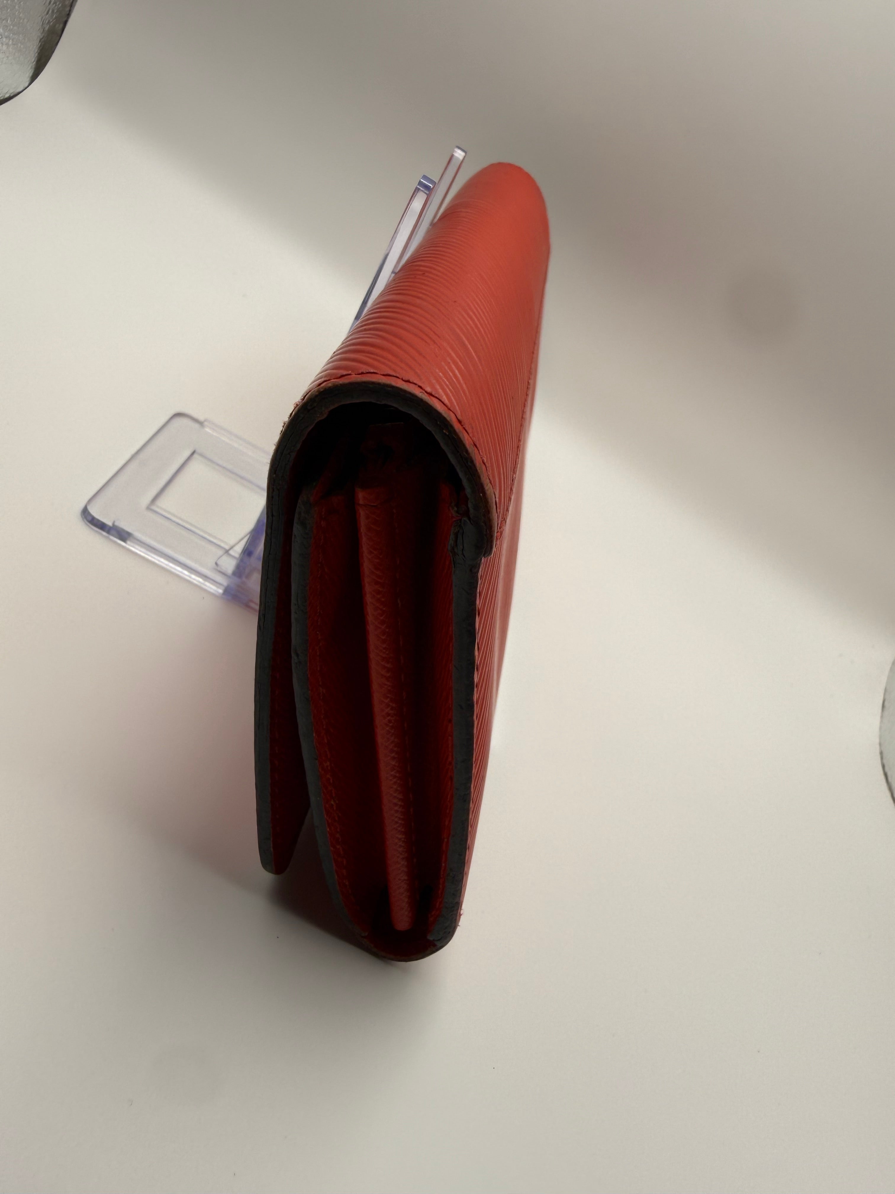 Louis Vuitton Twist Wallet Red Epi Leather Silver-Tone LV Logo