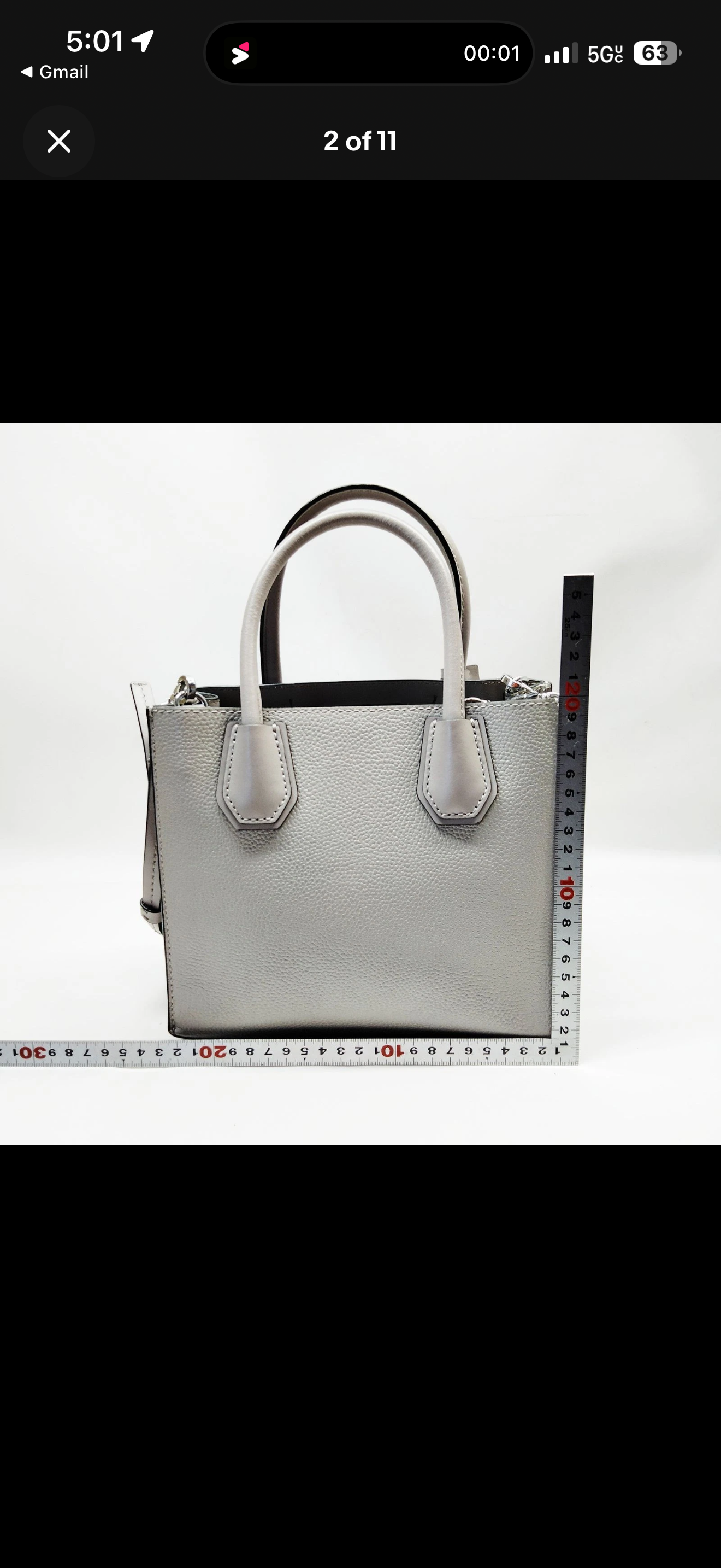 Michael Kors Mercer Medium Messenger Bag – Light Gray Pebbled Leather