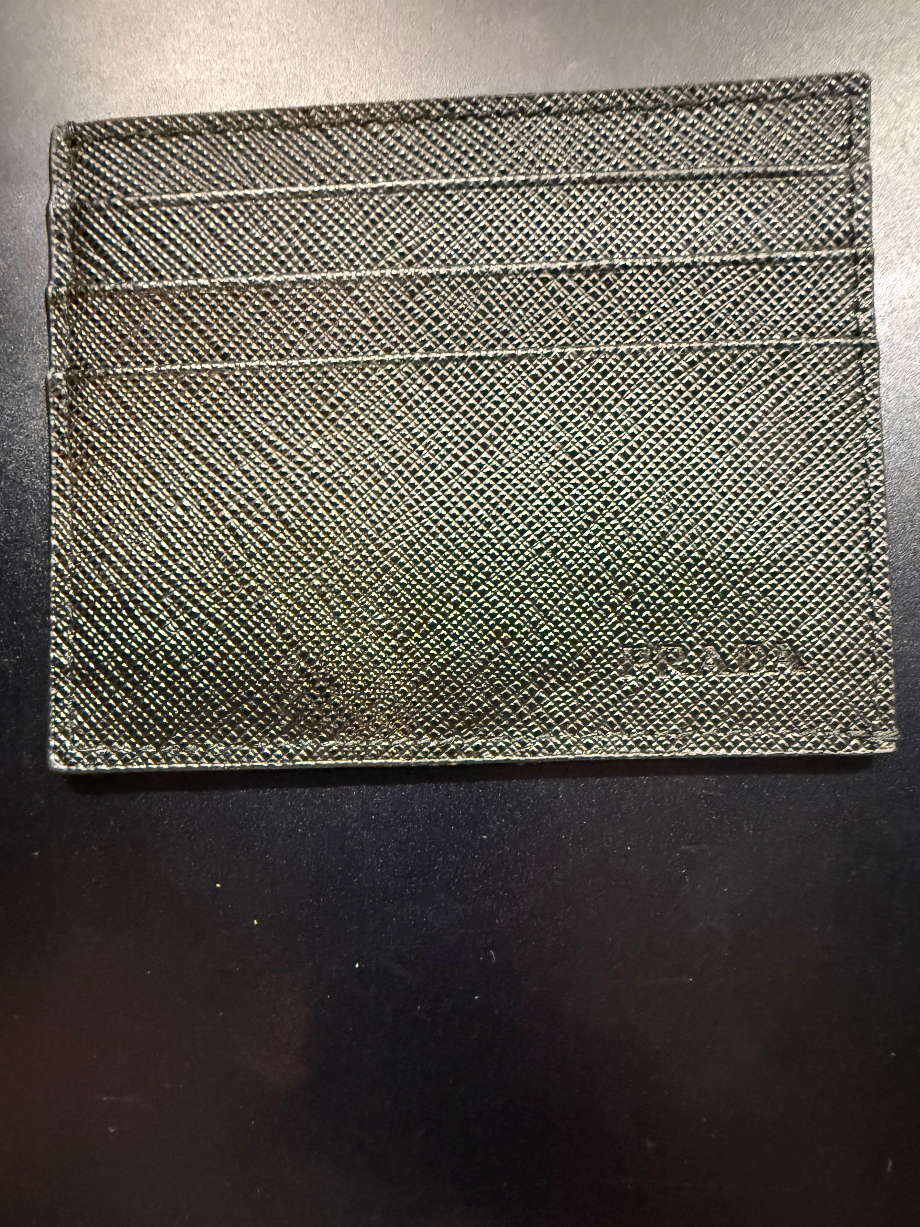 Prada Black Saffiano Leather Card Holder with COA