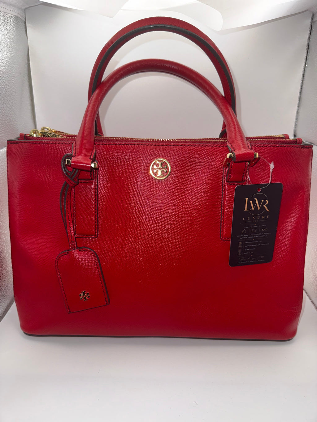 Tory Burch Robinson Double-Zip Tote | Red Saffiano Leather | Medium