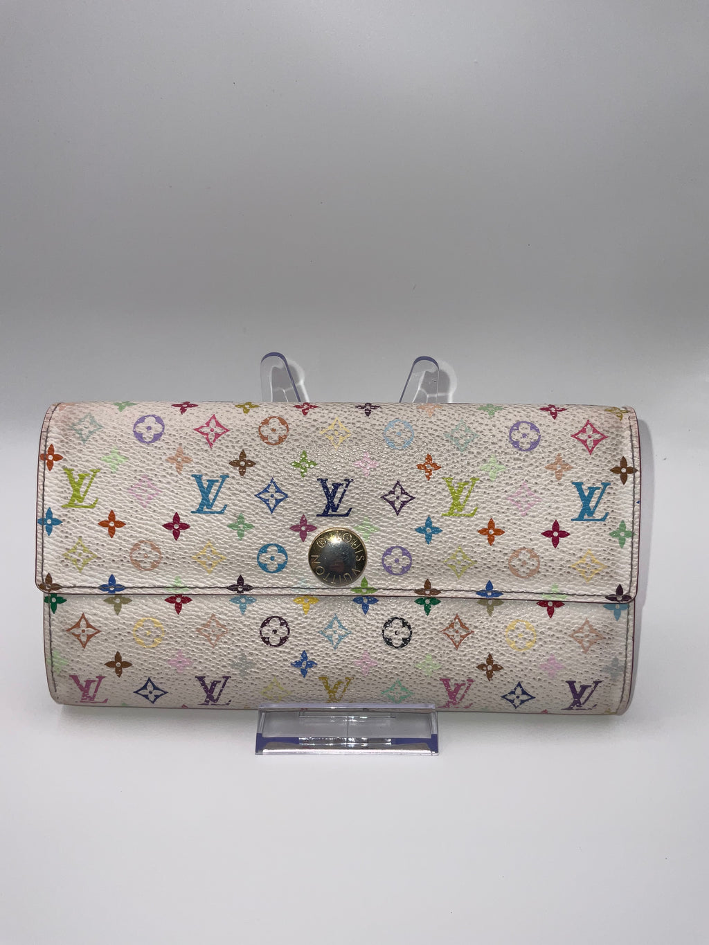 Louis Vuitton Sarah Wallet Monogram Murakami White Canvas Long Wallet with COA