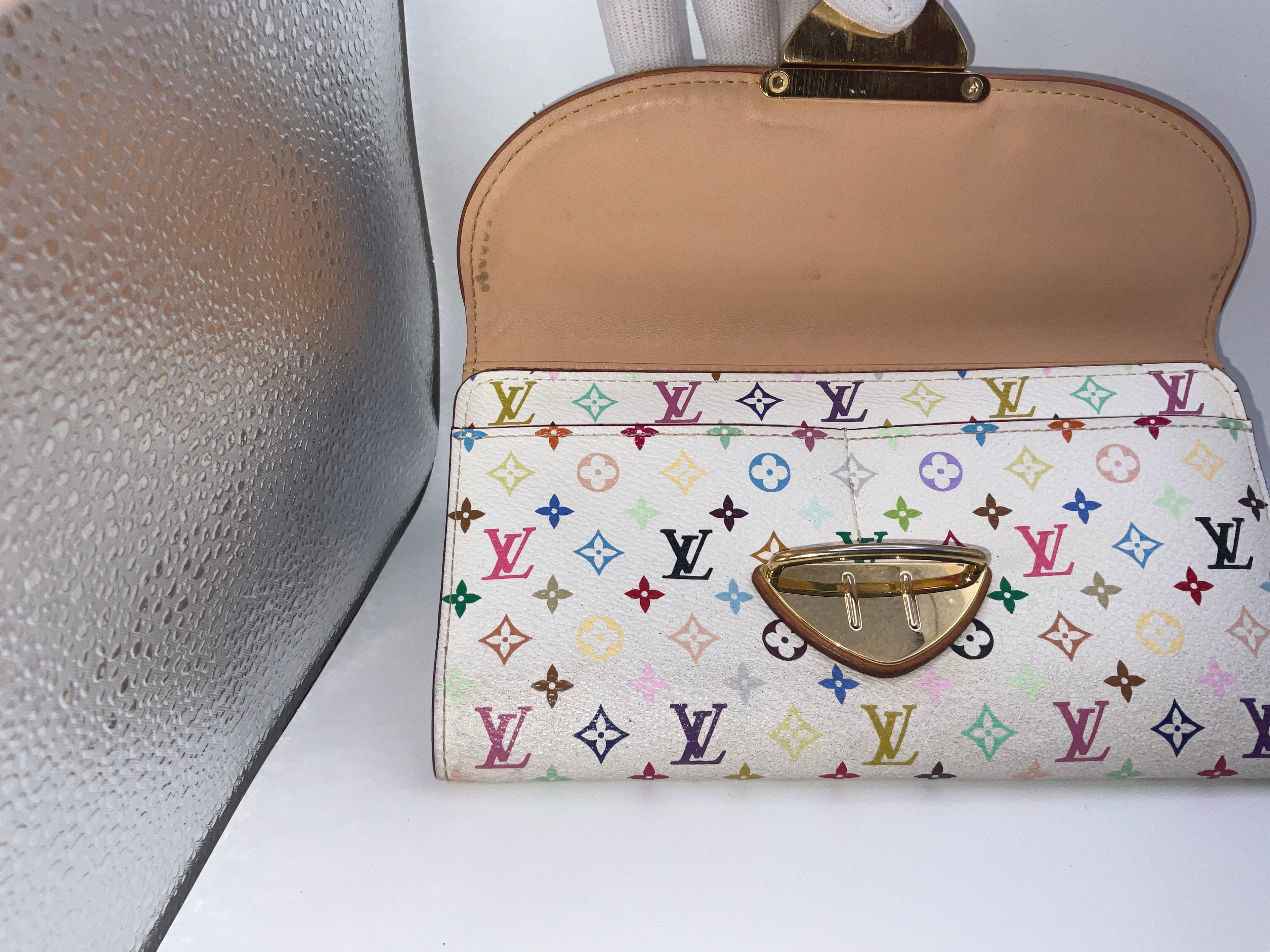 Louis Vuitton Eugenie Long Wallet White Murakami b Monogram Canvas | Authentic w/ COA