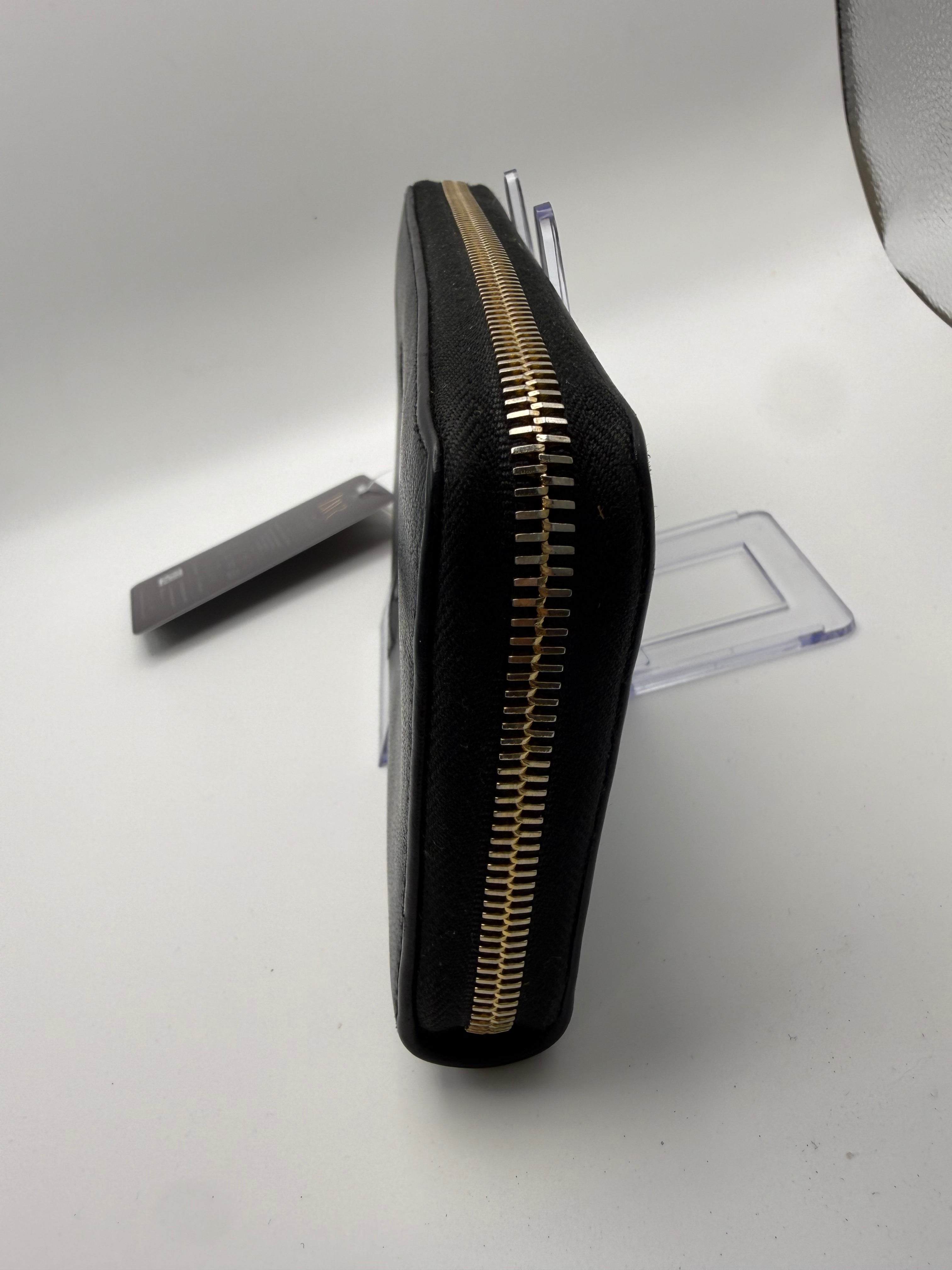 Saint Laurent YSL Black Leather Zip-Around Continental Wallet – Gold Hardware – Box & COA