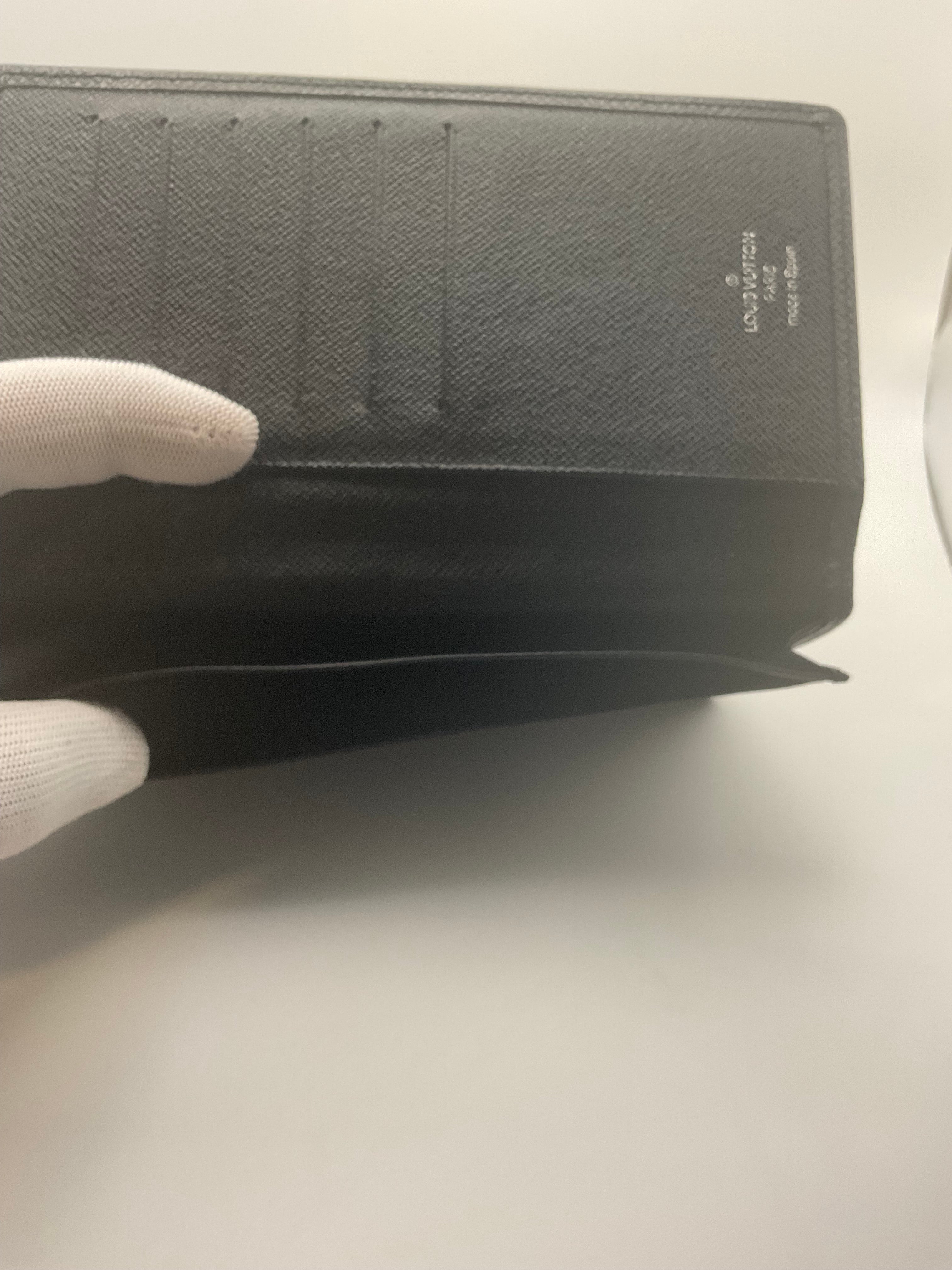 Louis Vuitton Brazza Wallet Black Taiga Leather Long Wallet – Made in Spain