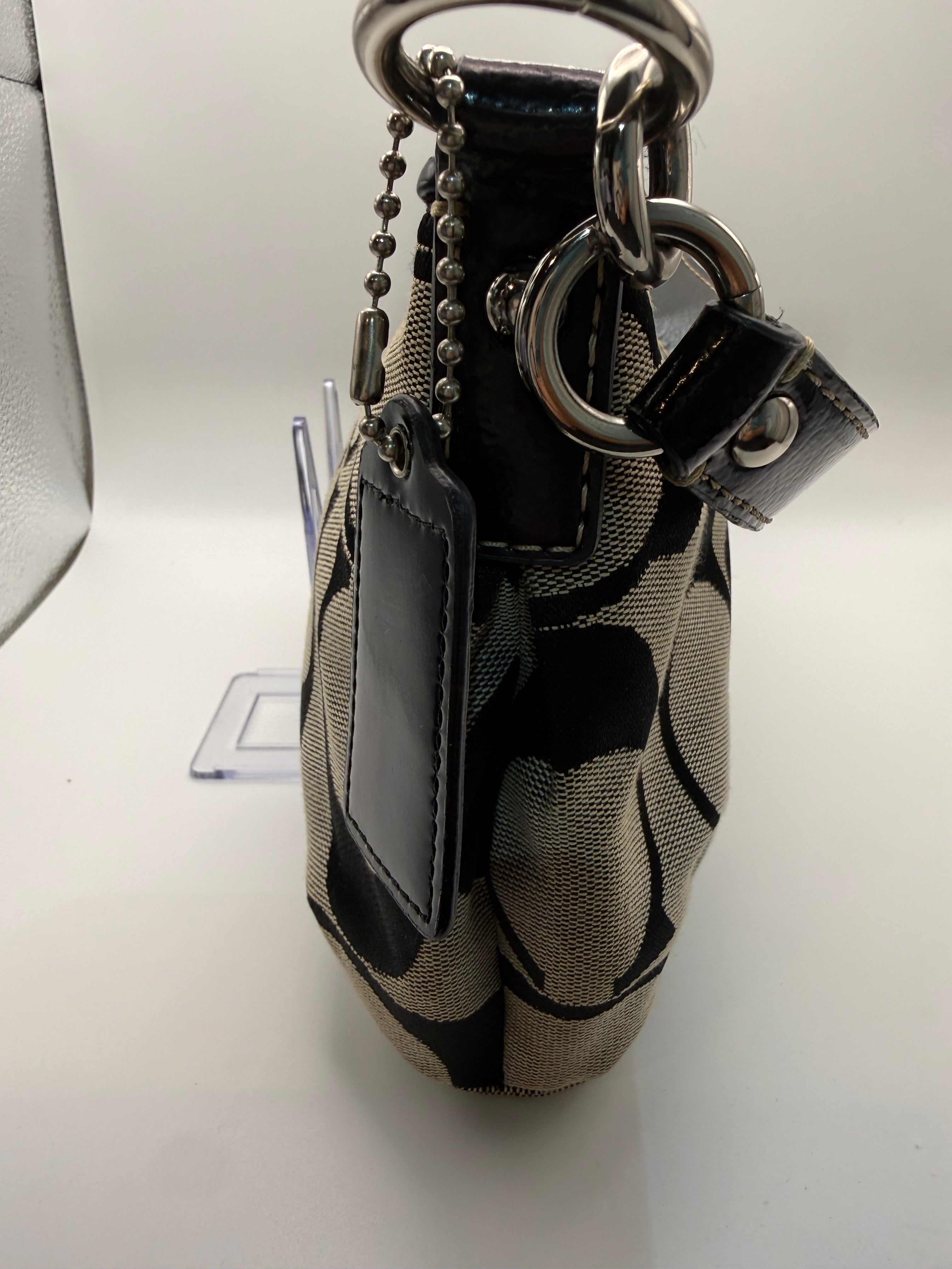 Coach Signature Canvas Hobo Shoulder Bag – Khaki/Black | Silver Hardware