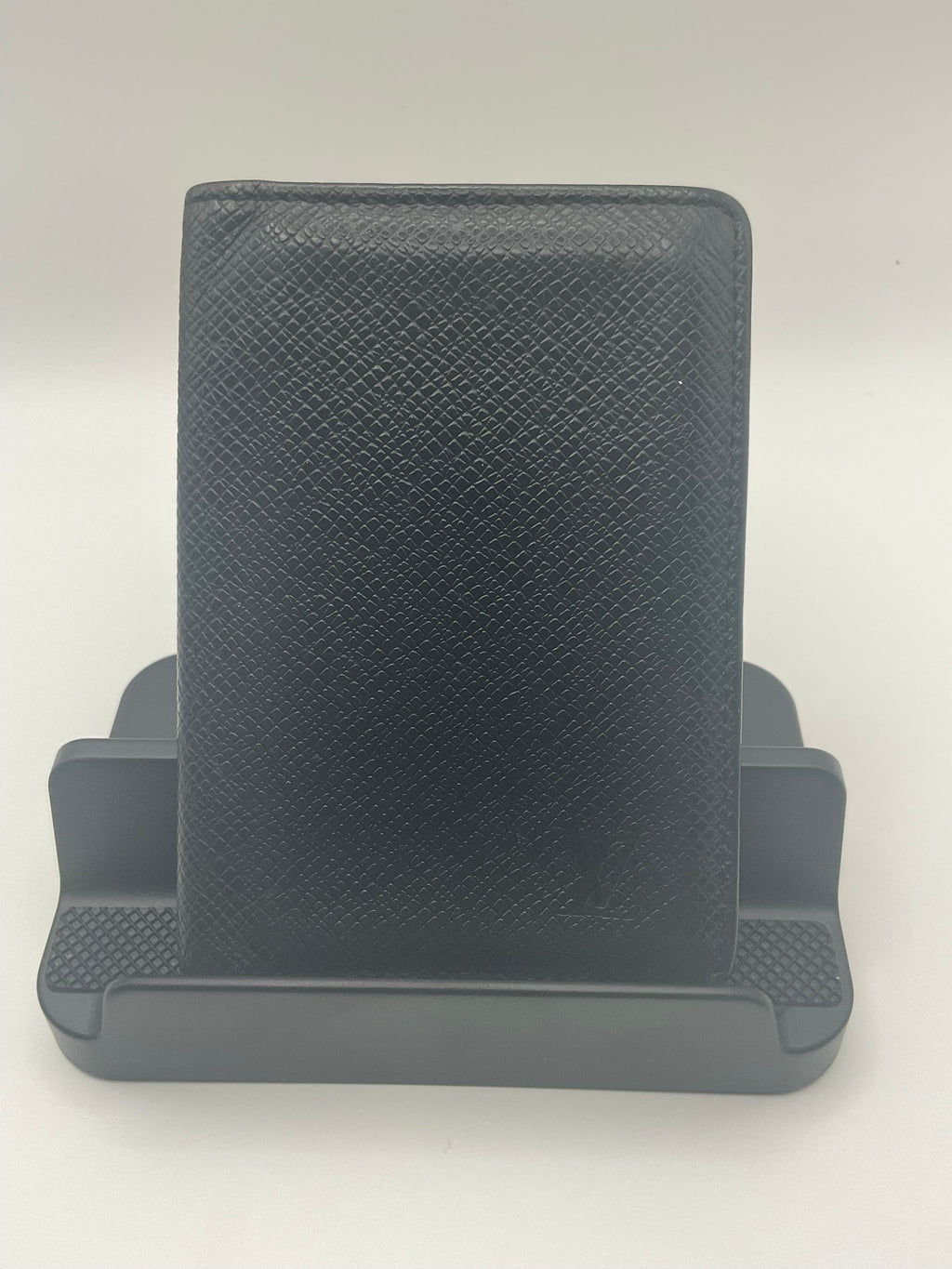 Louis Vuitton Pocket Organizer Taiga Leather Black Card Holder Wallet Made in France