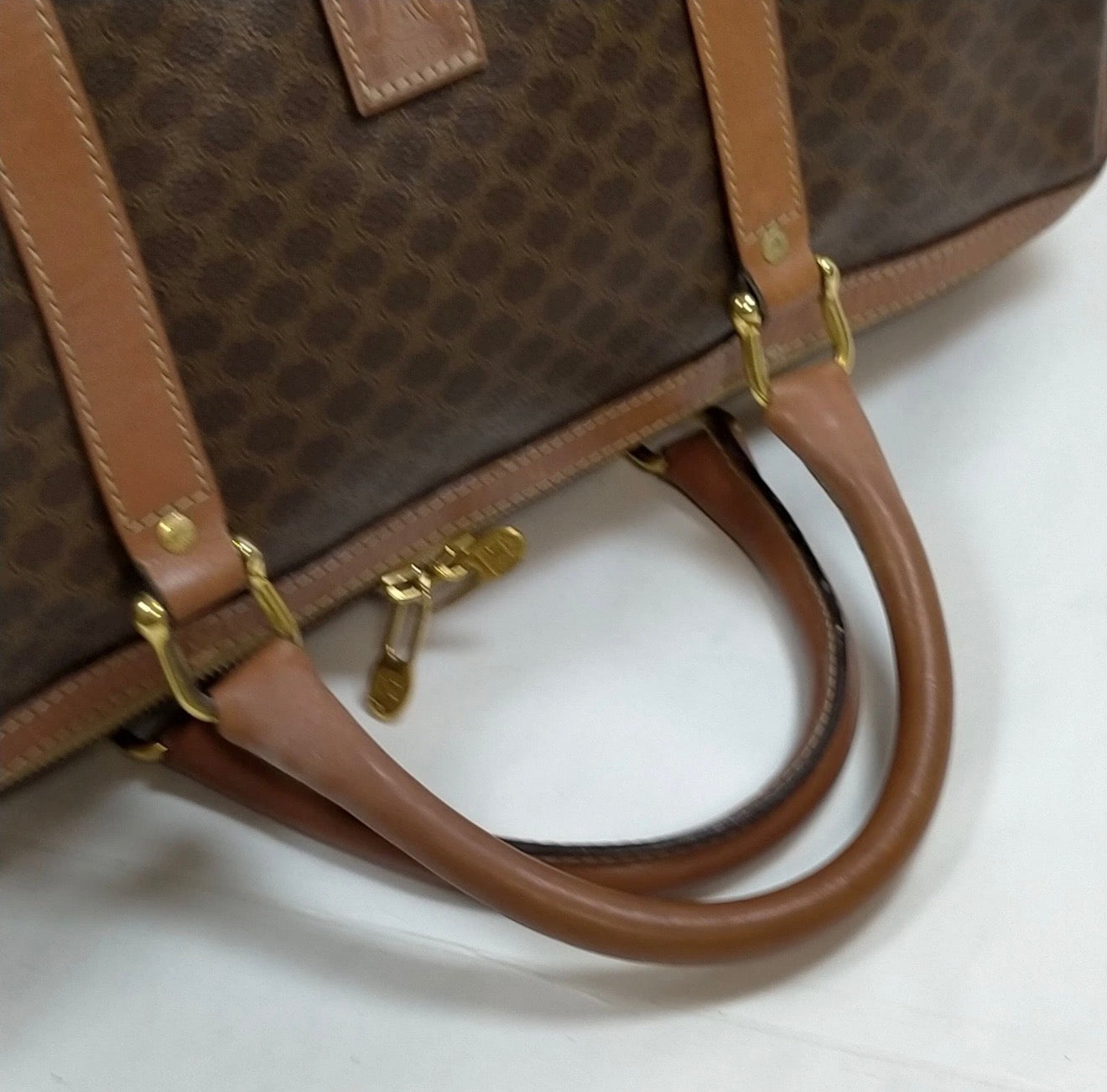 CELINE Macadam Vintage Boston Travel Bag Brown PVC & Leather Weekender 1996 | COA Available