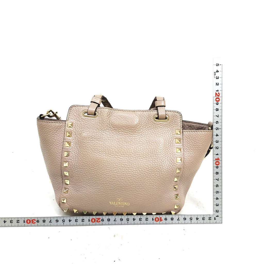 Valentino Garavani Rockstud Leather Tote Bag – Taupe / Gold Hardware